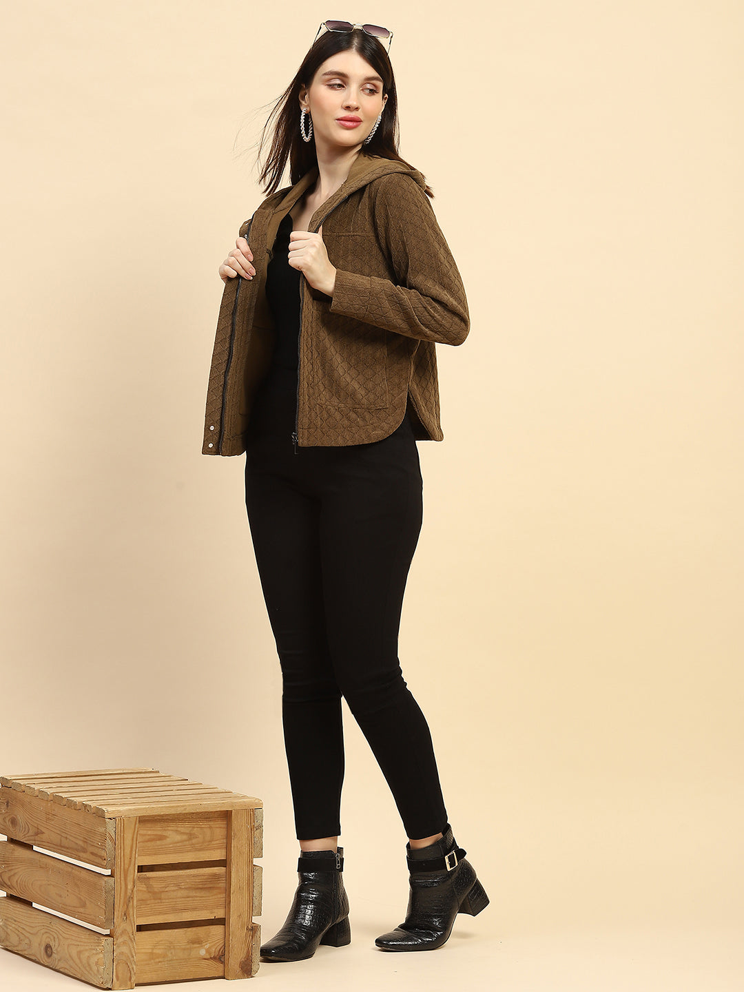 Brown Textured Sweatshirt - Global Republic