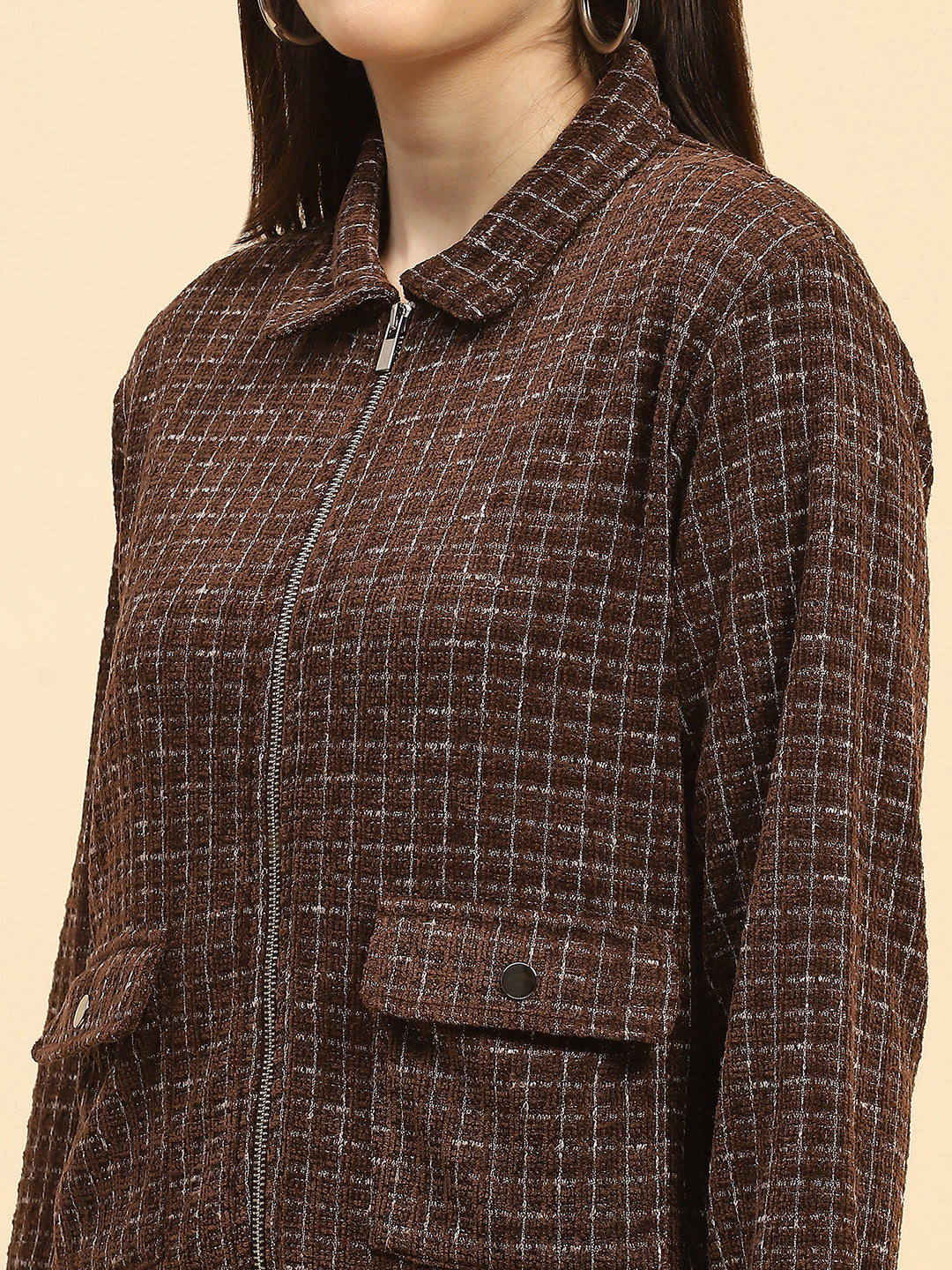 Coffee Checkered Co ord Set - Global Republic