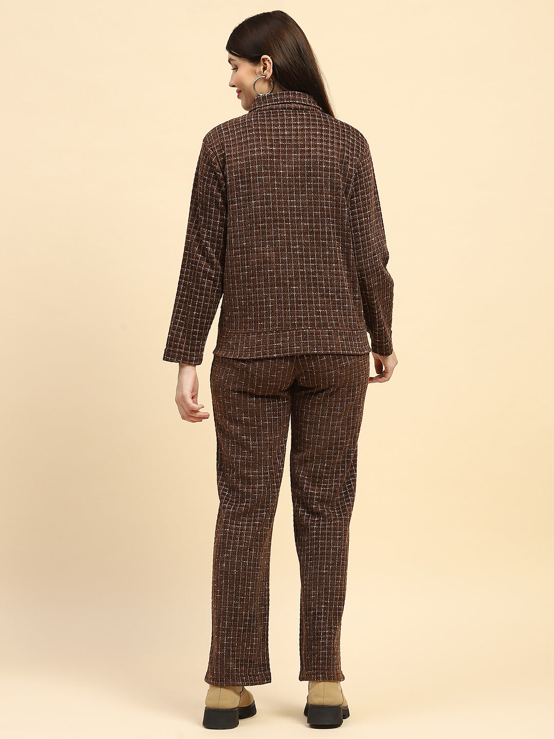 Coffee Checkered Co ord Set - Global Republic