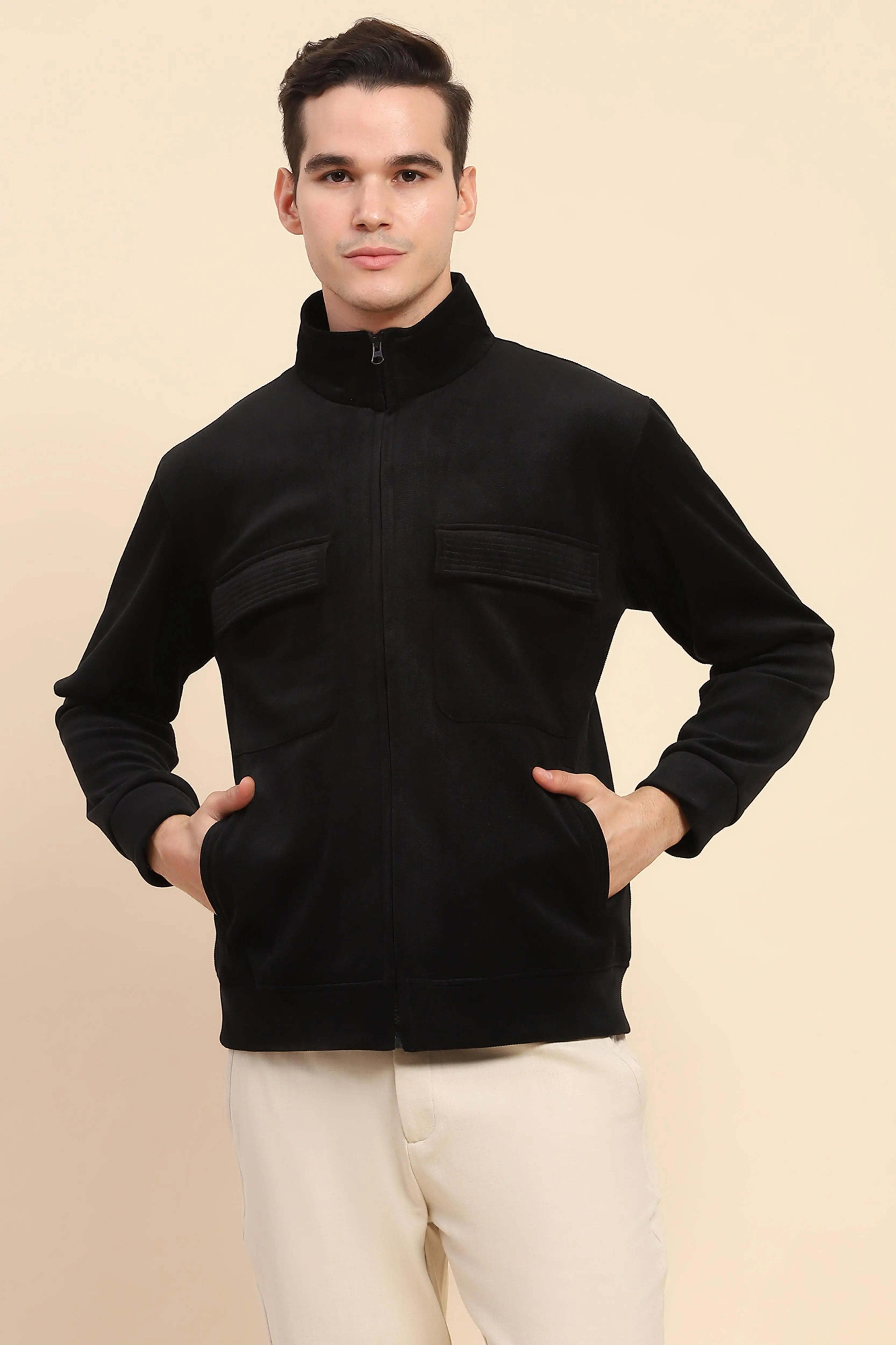 Black  Solid Jacket - Global Republic