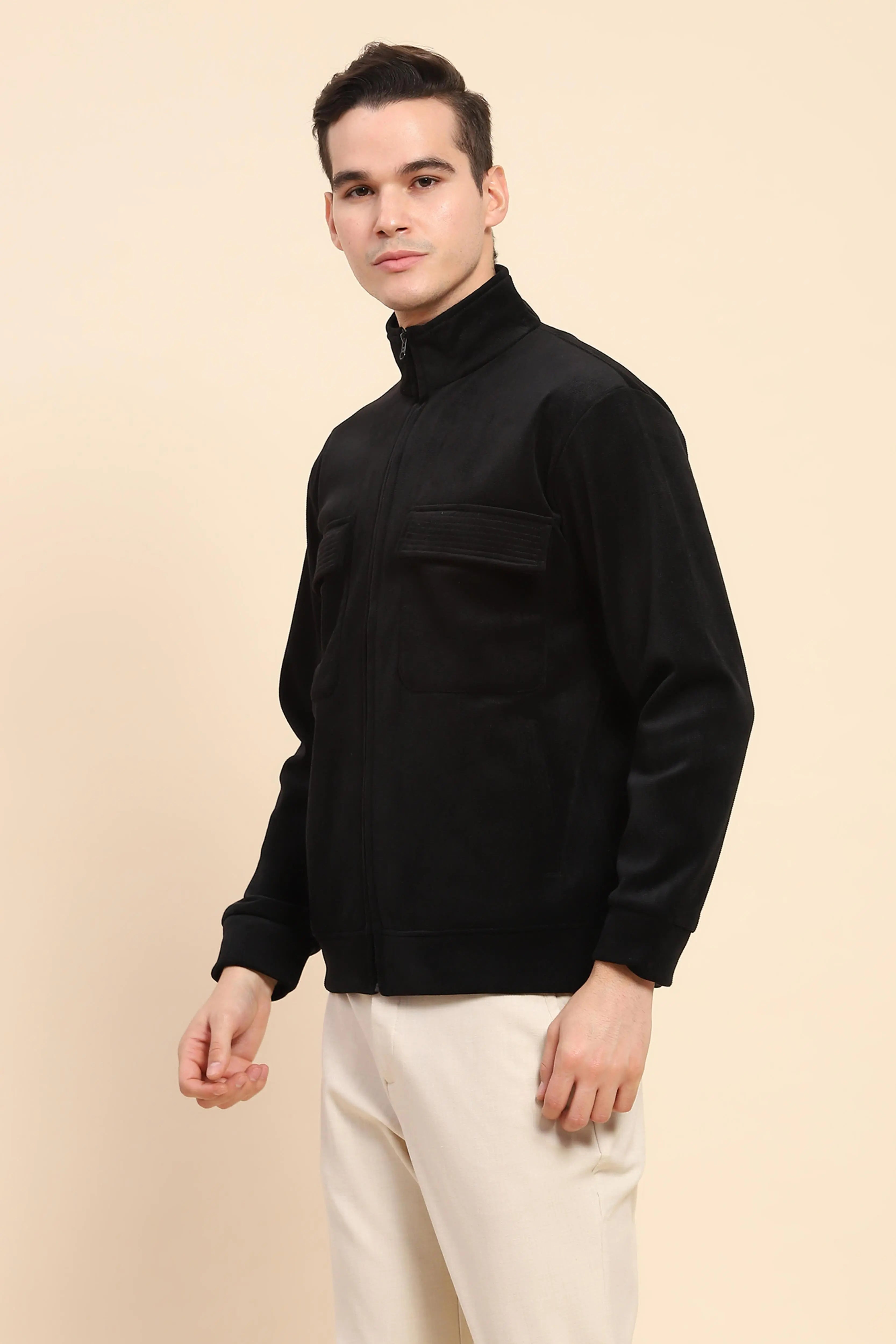 Black  Solid Jacket - Global Republic