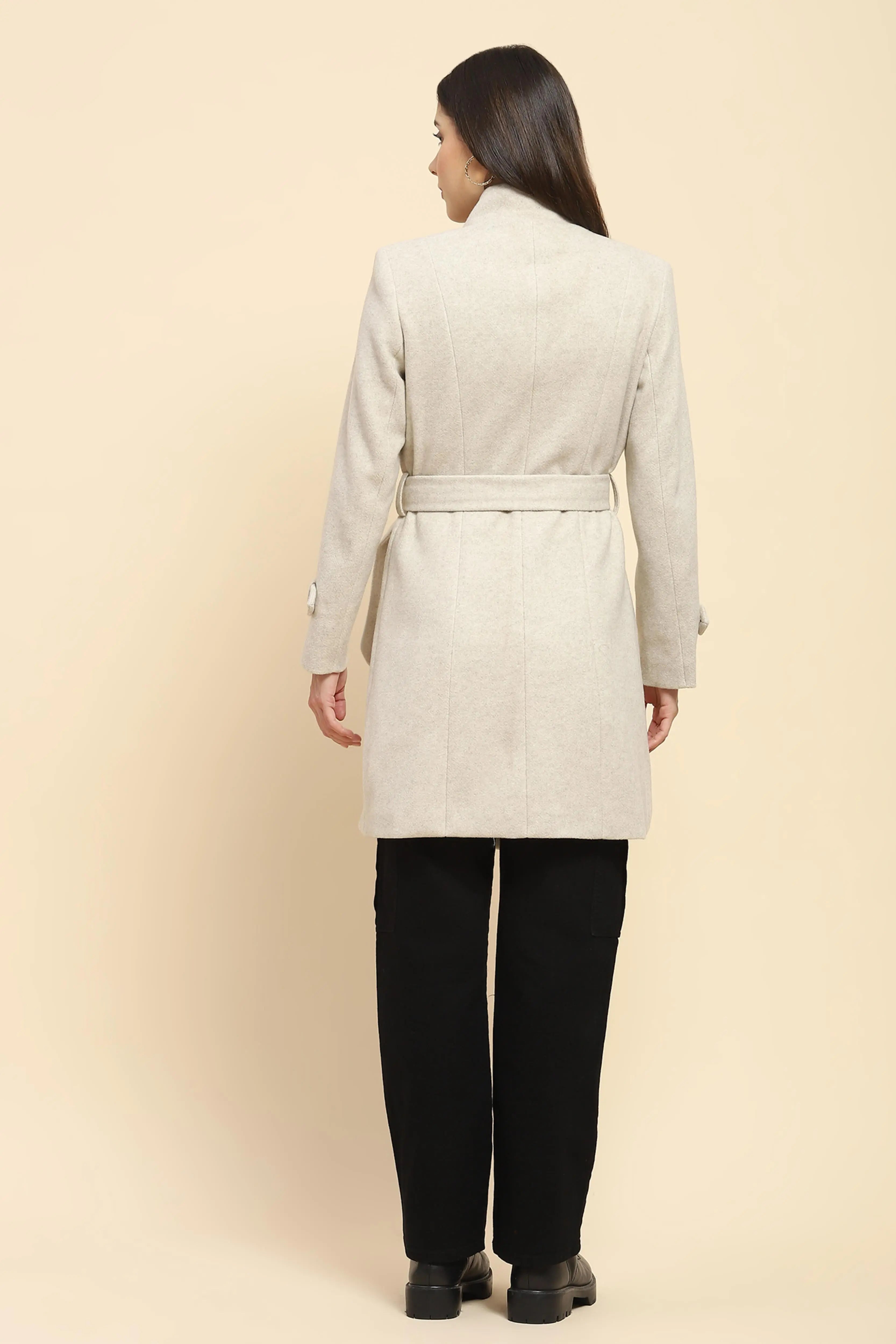 Beige Long Winter Coat - Global Republic