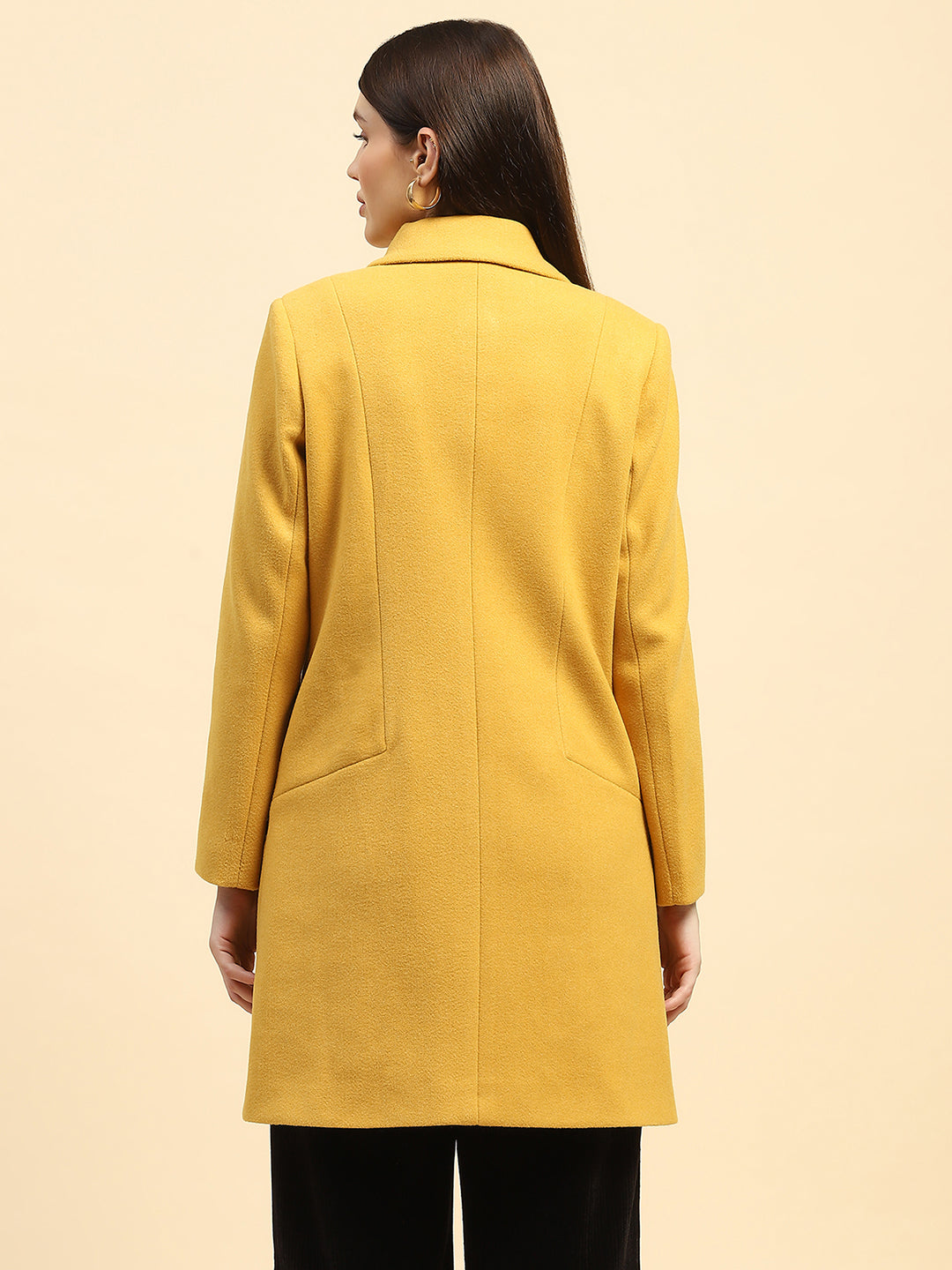 Mustard Solid Long Coat - Global Republic
