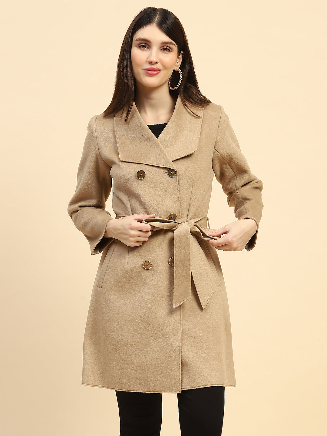 Mouse Solid  Viscose Long Coat - Global Republic
