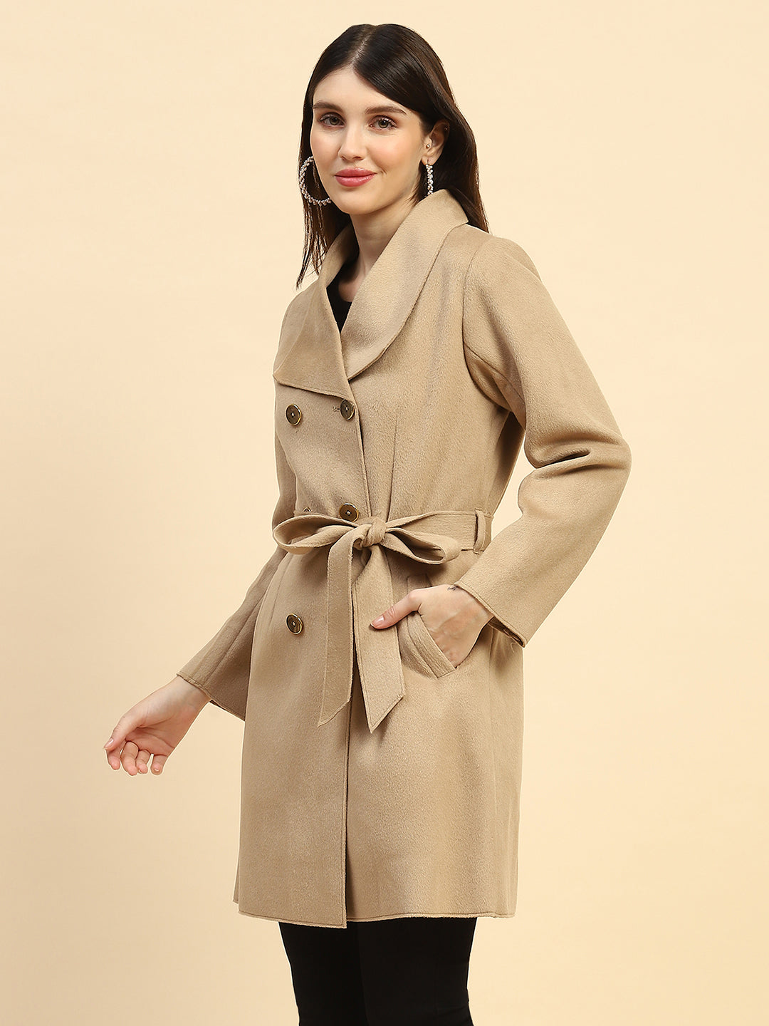 Mouse Solid  Viscose Long Coat - Global Republic