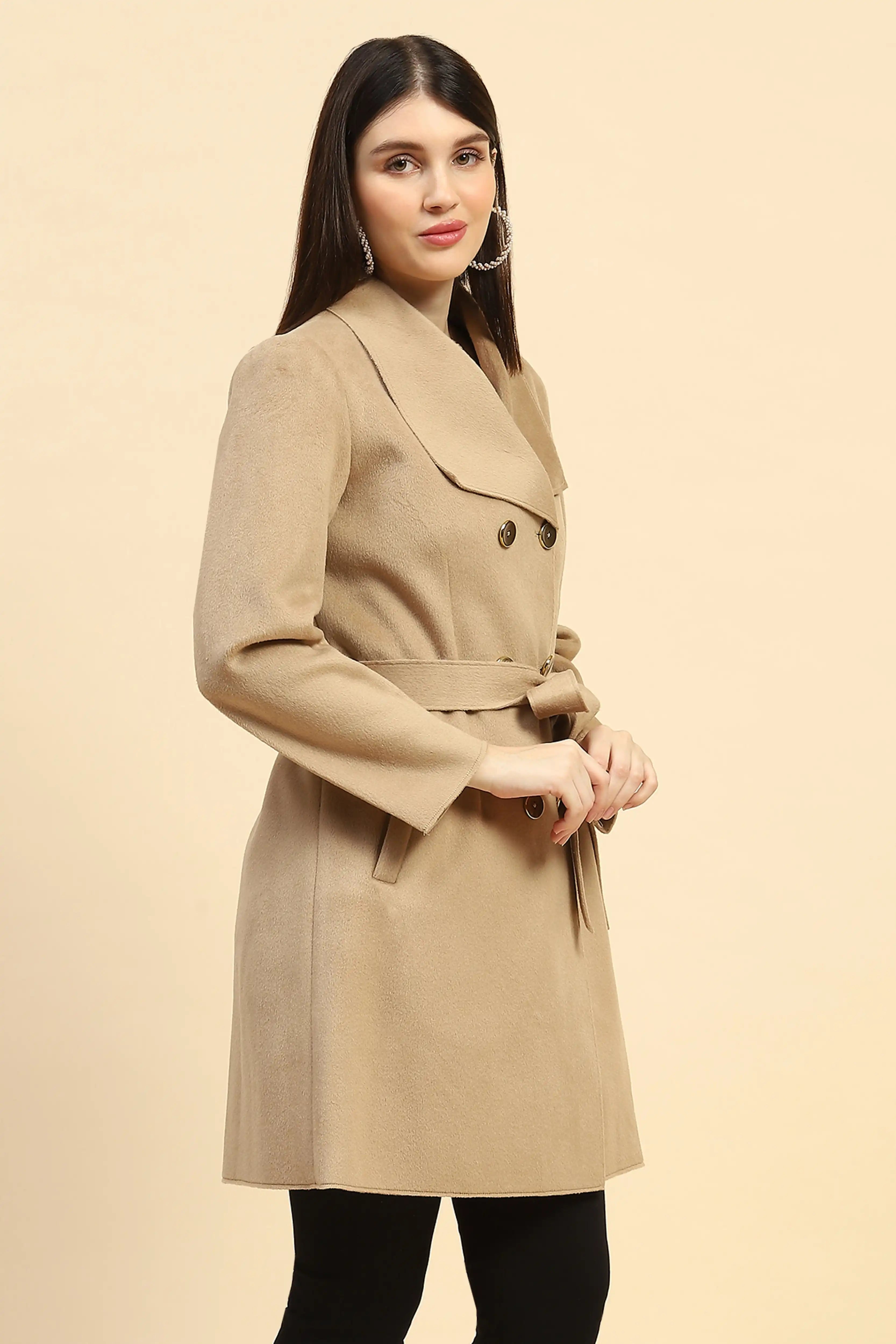 Mouse Solid Viscose Long Coat