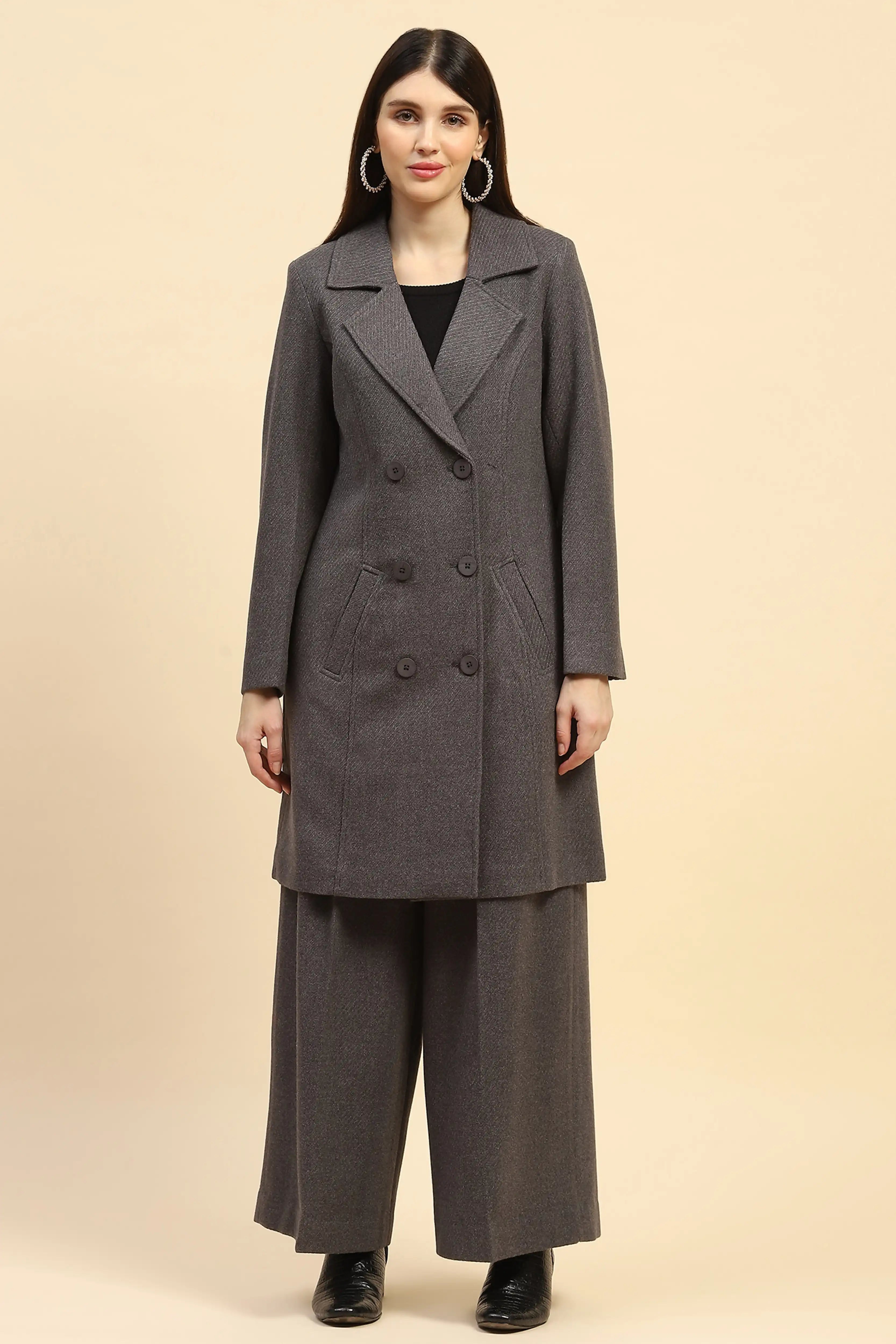 Grey Viscose Loose Winter Set