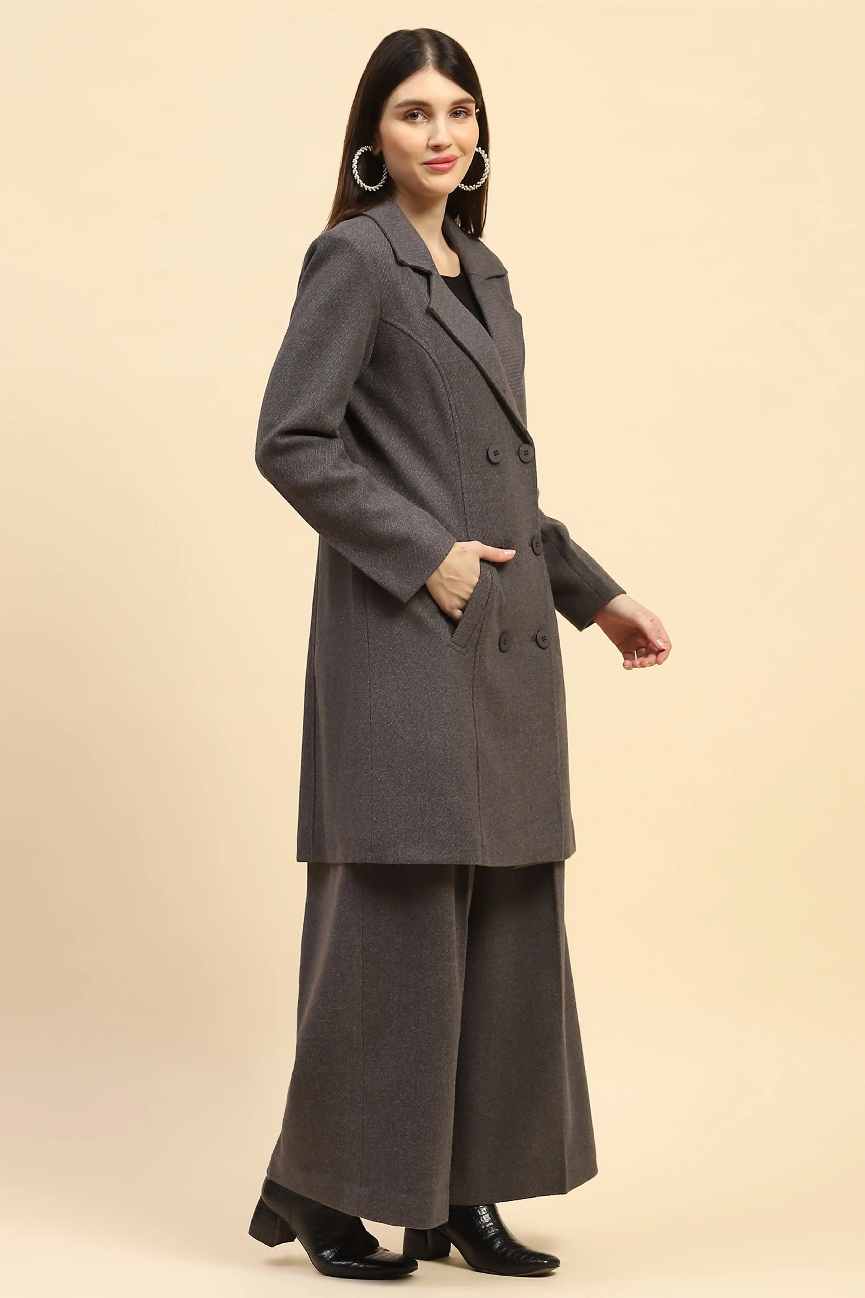 Grey Viscose Loose Winter Set