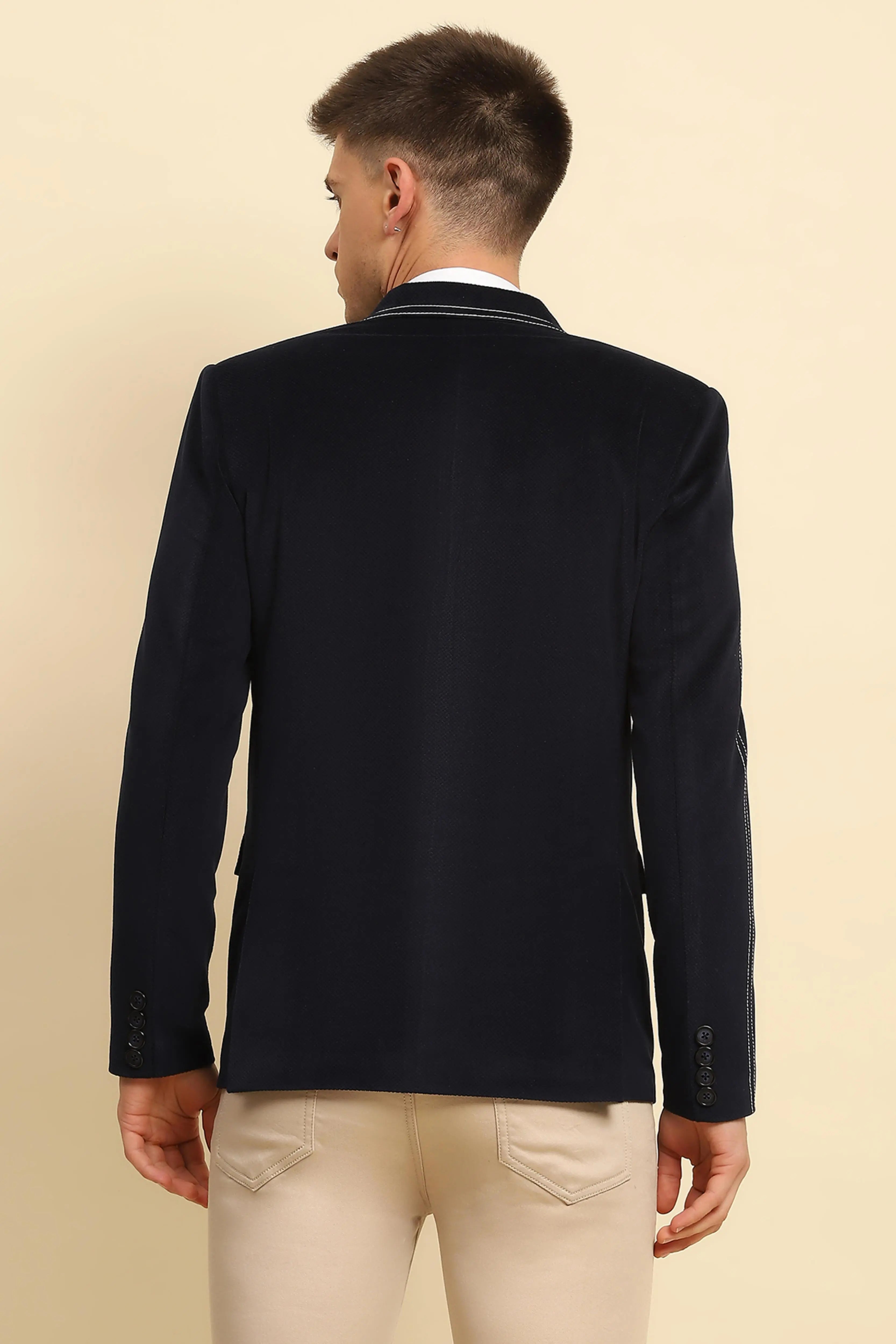 Navy Textured Coat - Global Republic