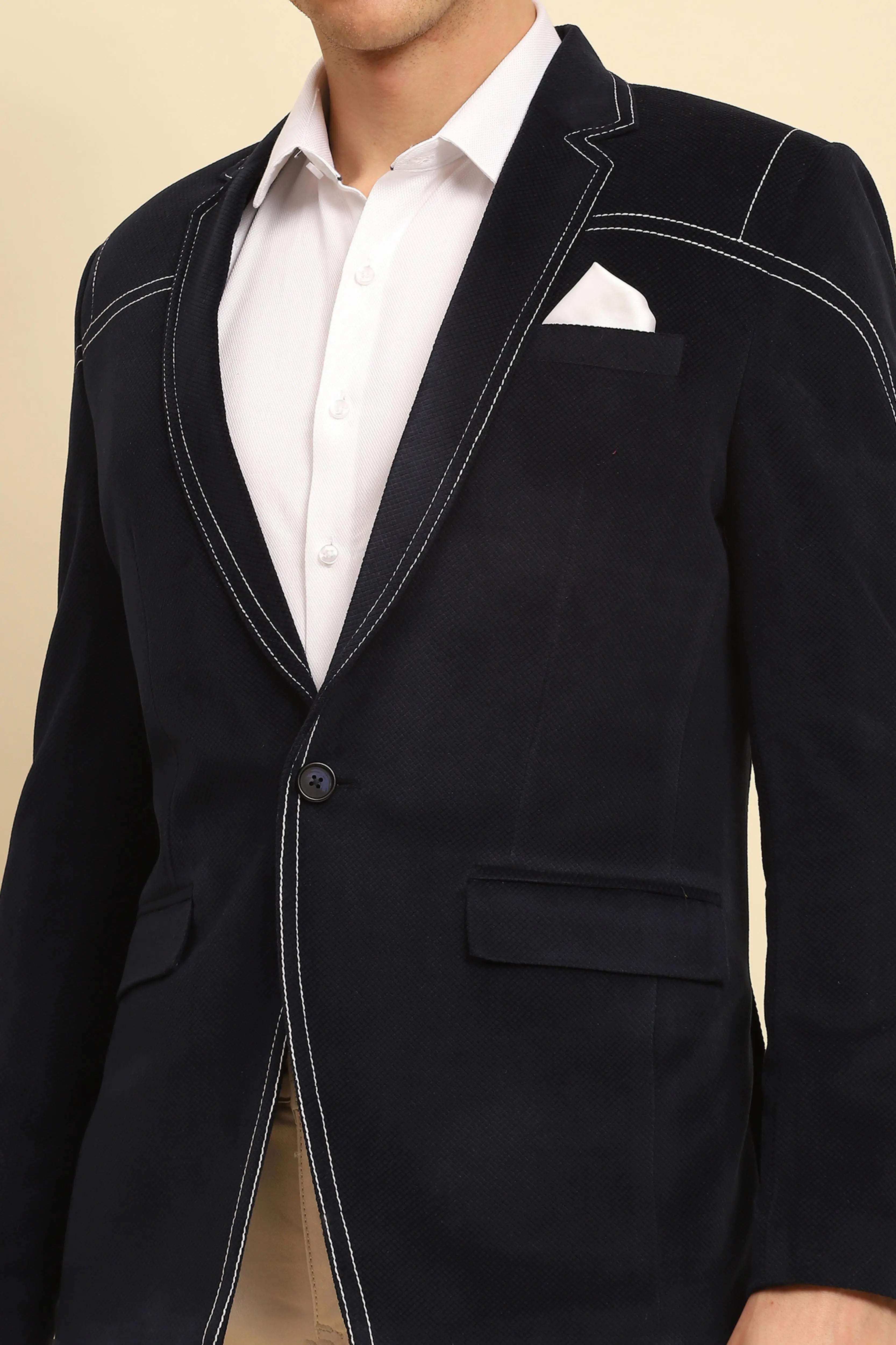 Navy Textured Coat - Global Republic