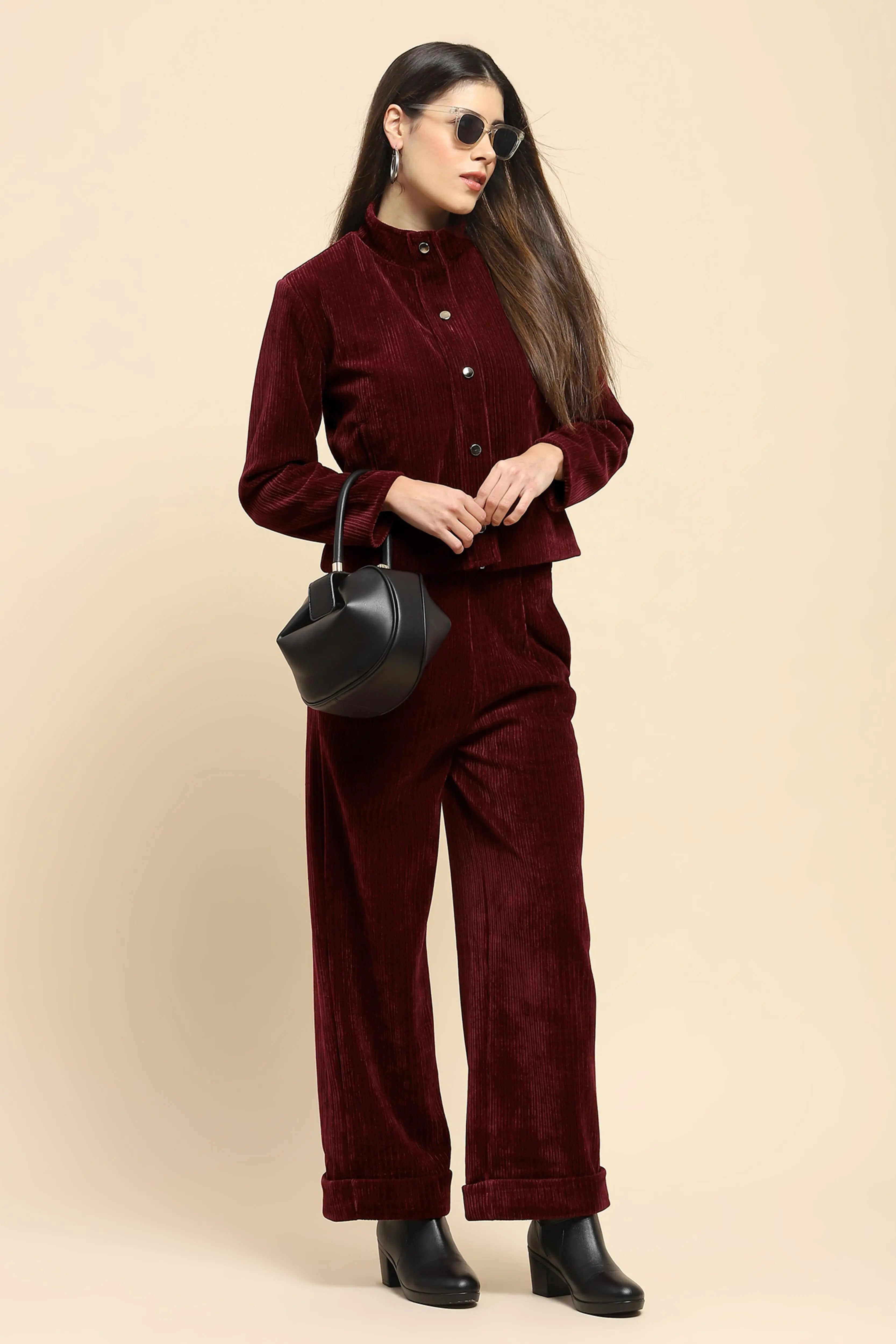 Wine Short Winter Jacket - Global Republic