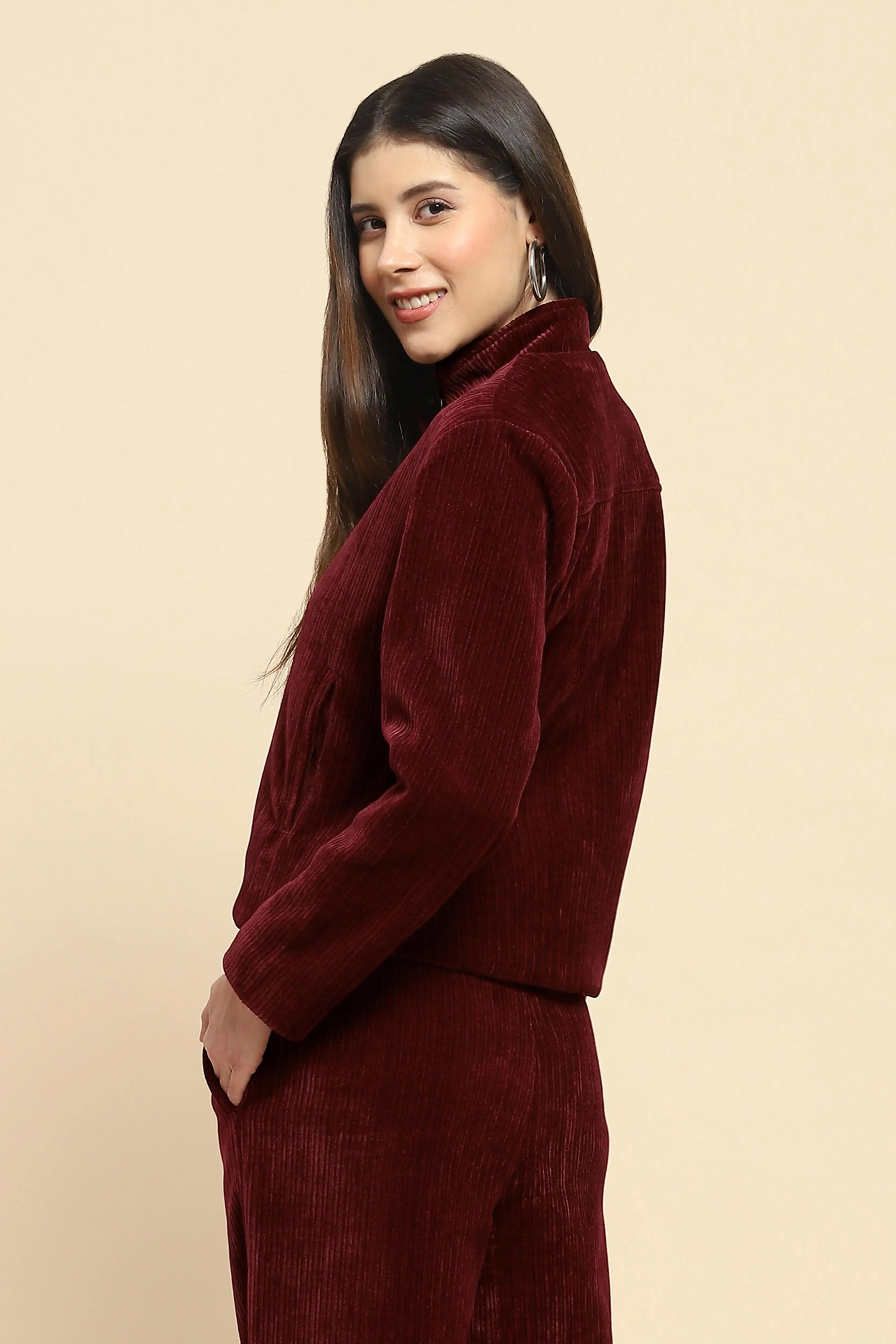 Wine Short Winter Jacket - Global Republic