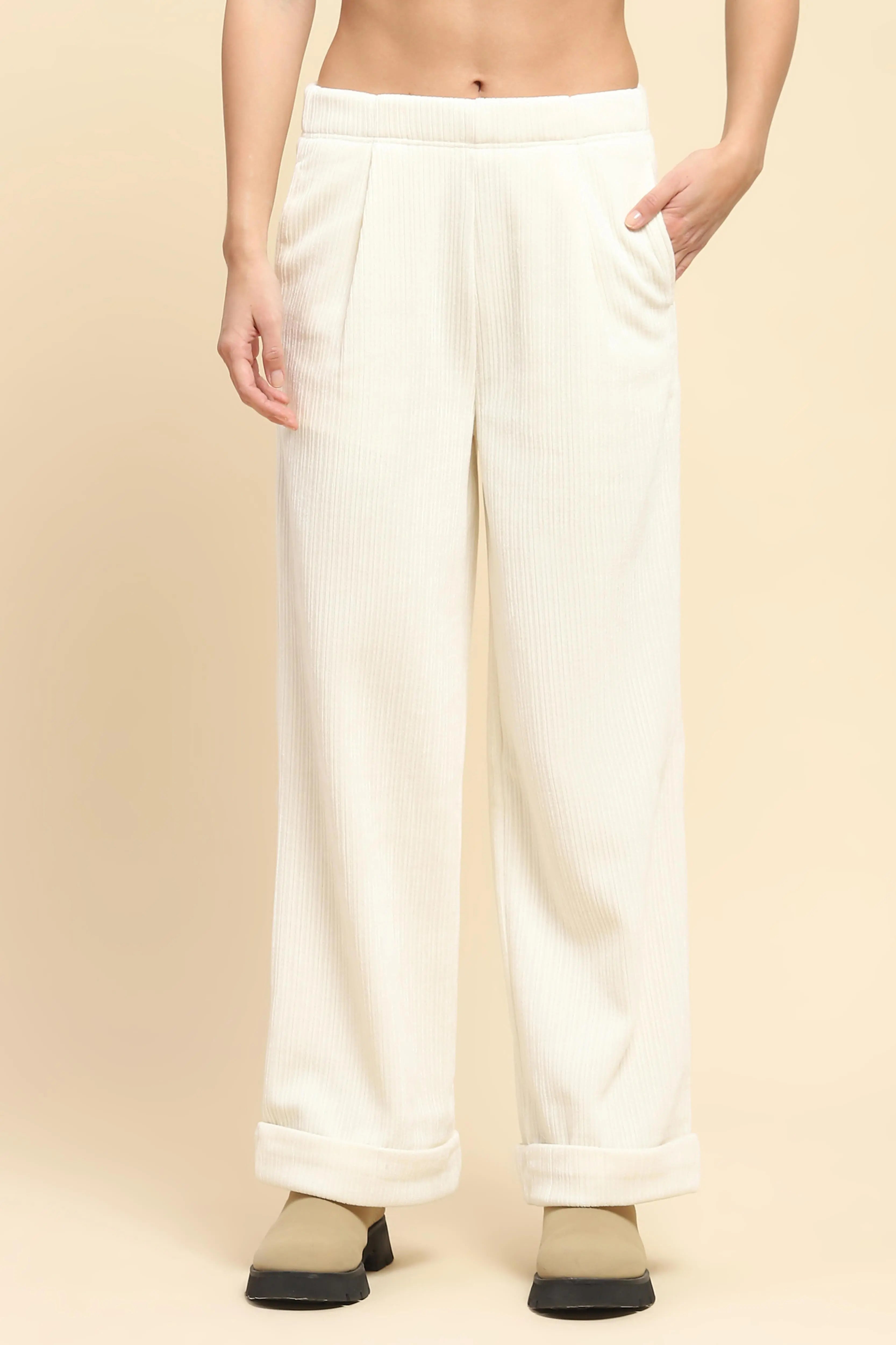 White  Solid Loose Lower - Global Republic