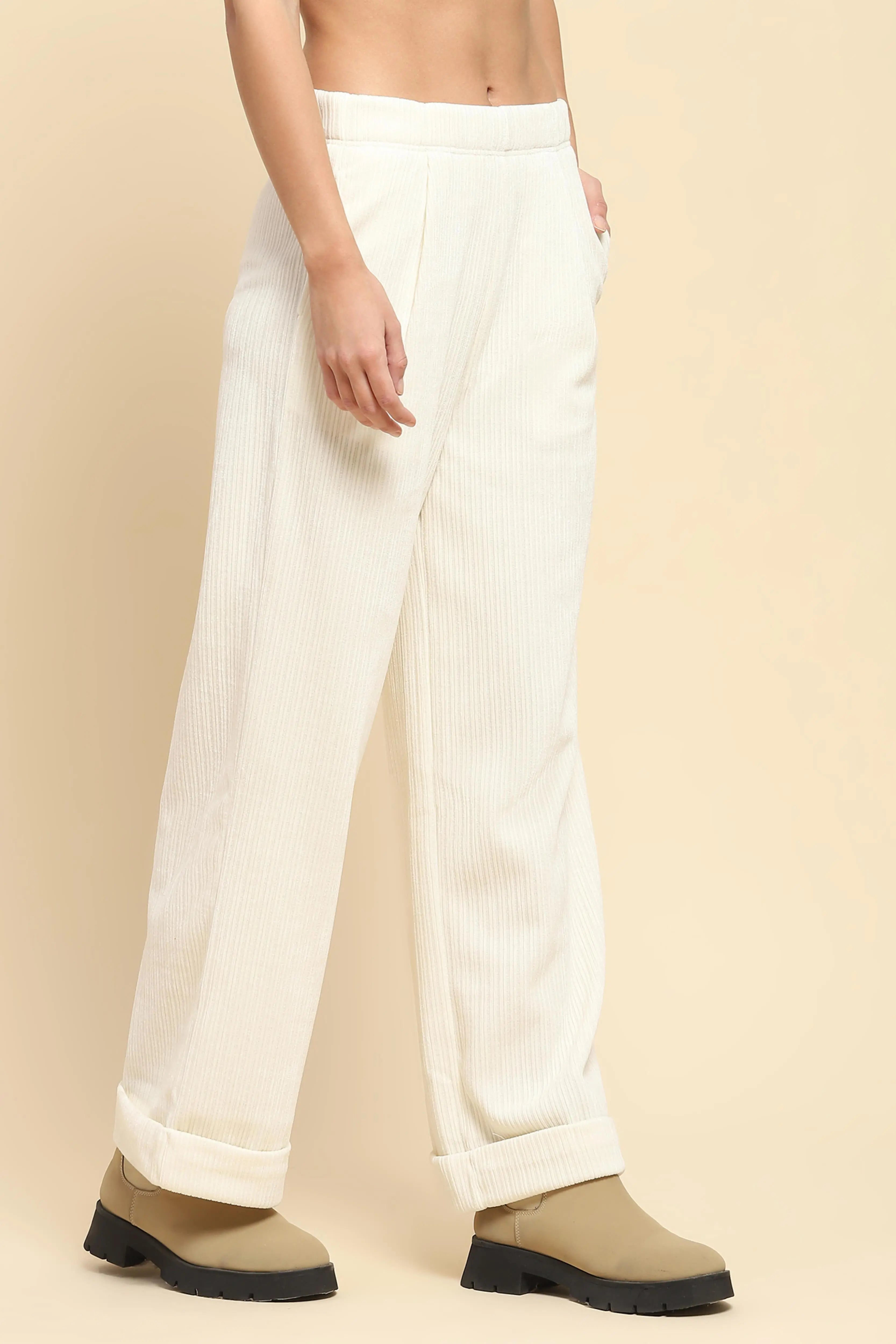 White Solid Loose Lower - Global Republic