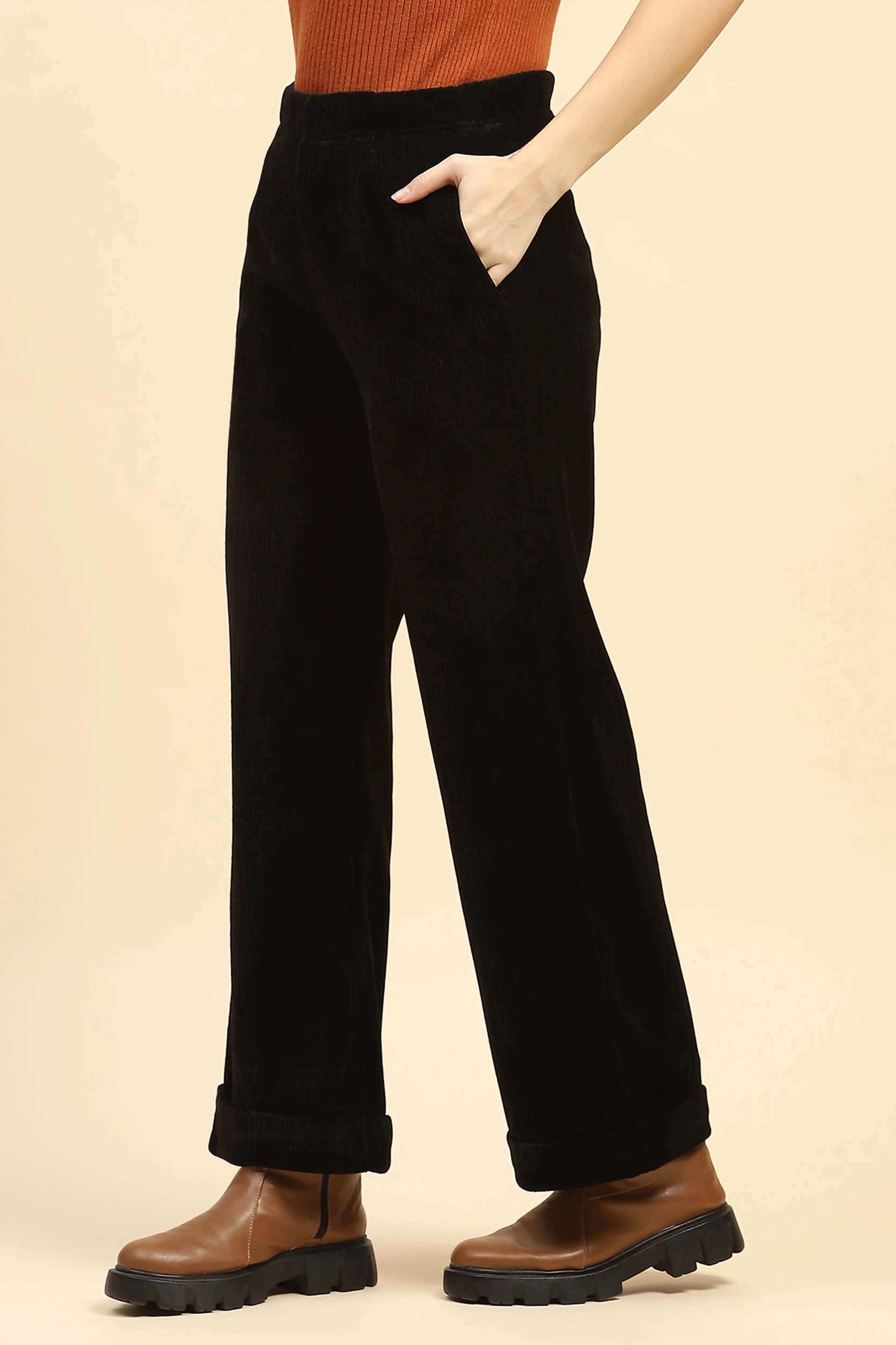 Black Solid Winter Lower