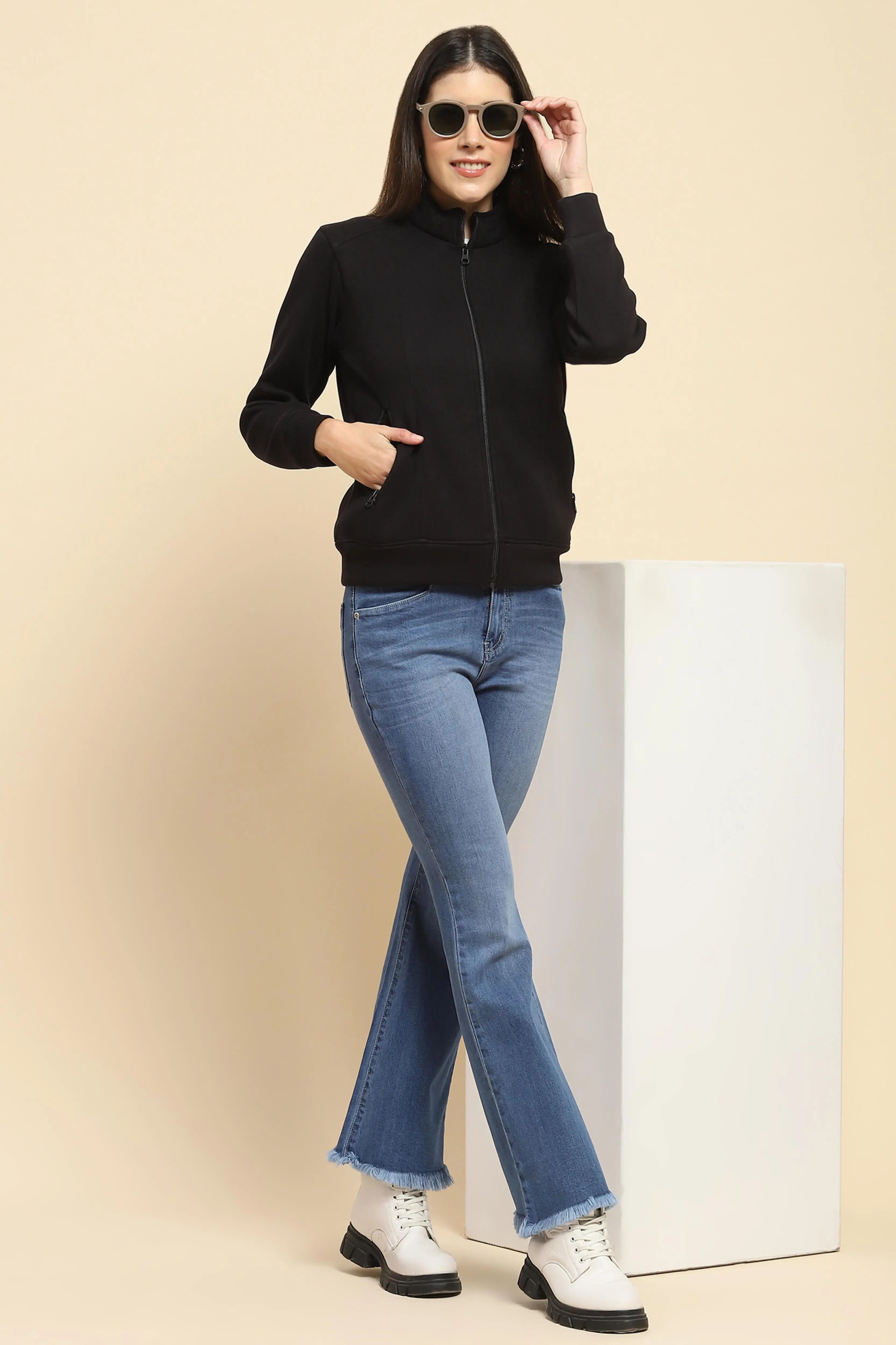 Black Solid Sweatshirt - Global Republic