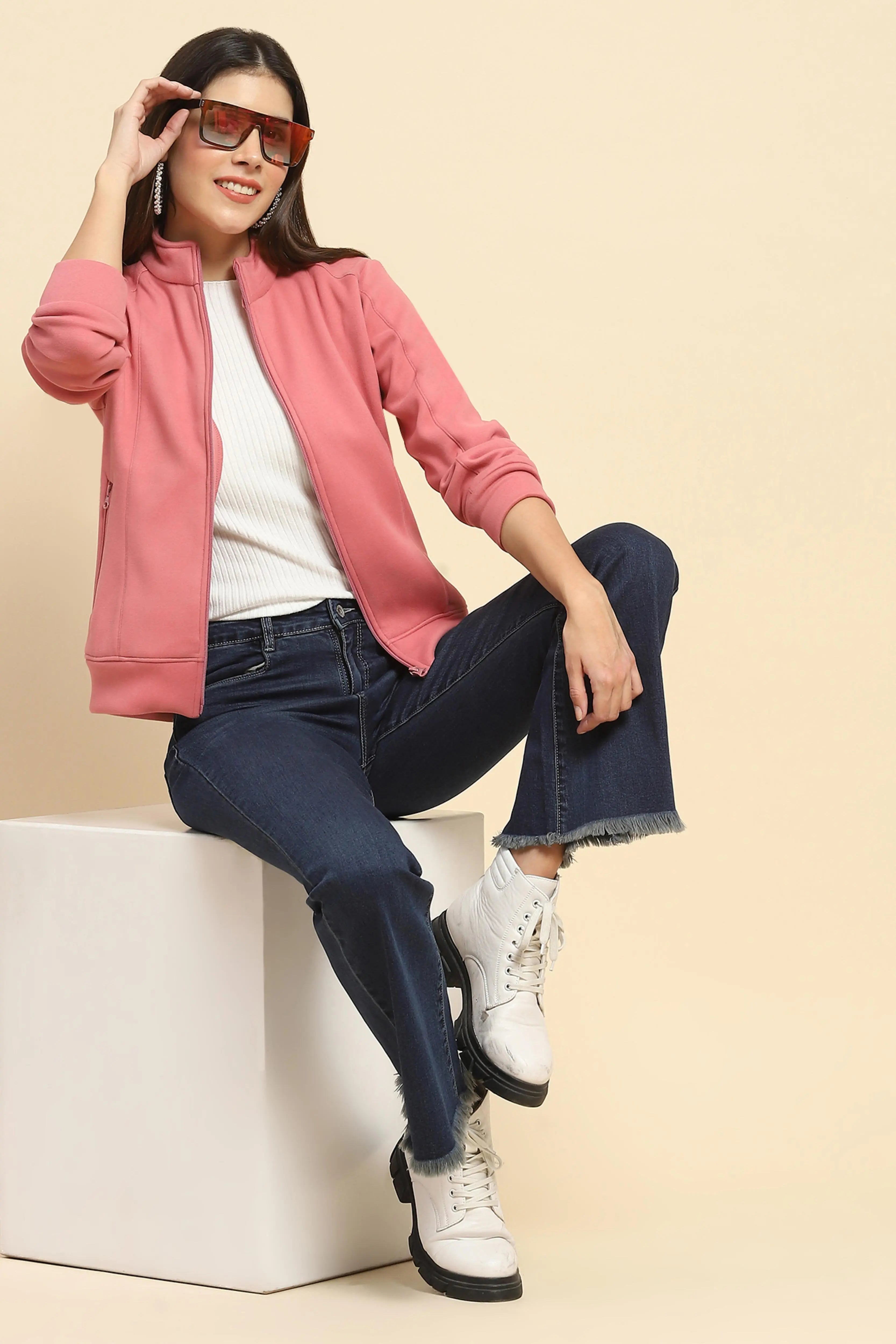 Pink Solid Sweatshirt - Global Republic