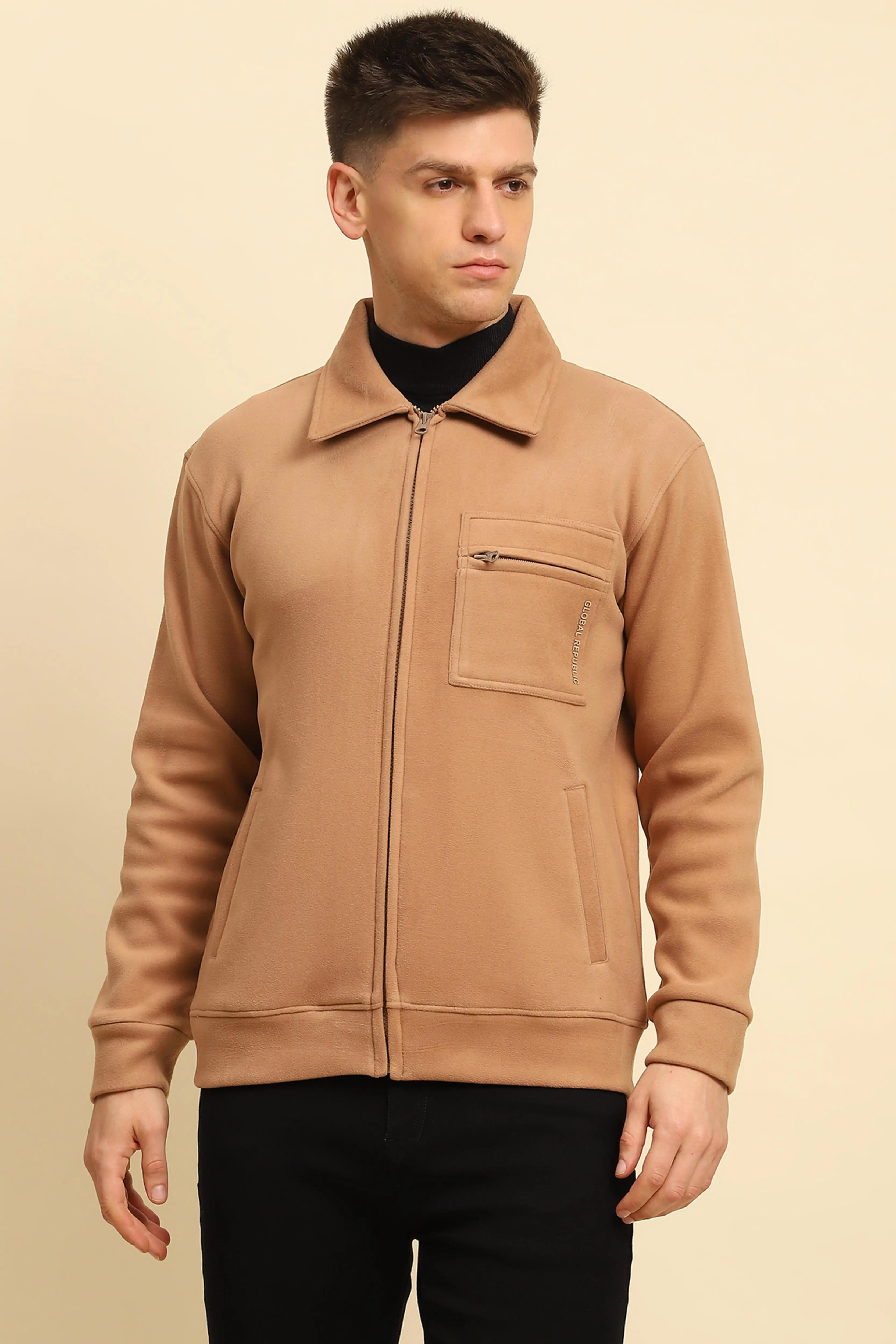 Tan Solid Jacket - Global Republic