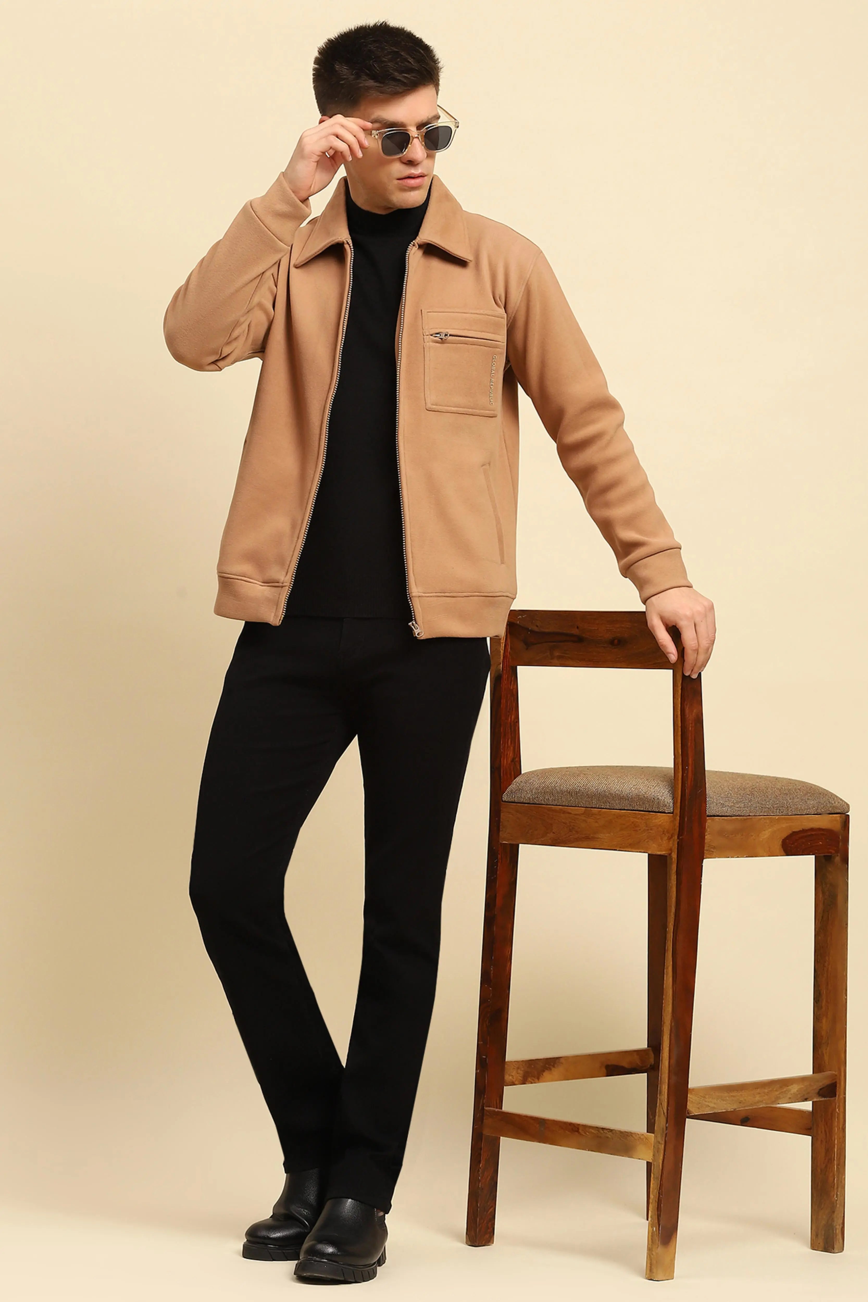 Tan Solid Jacket - Global Republic