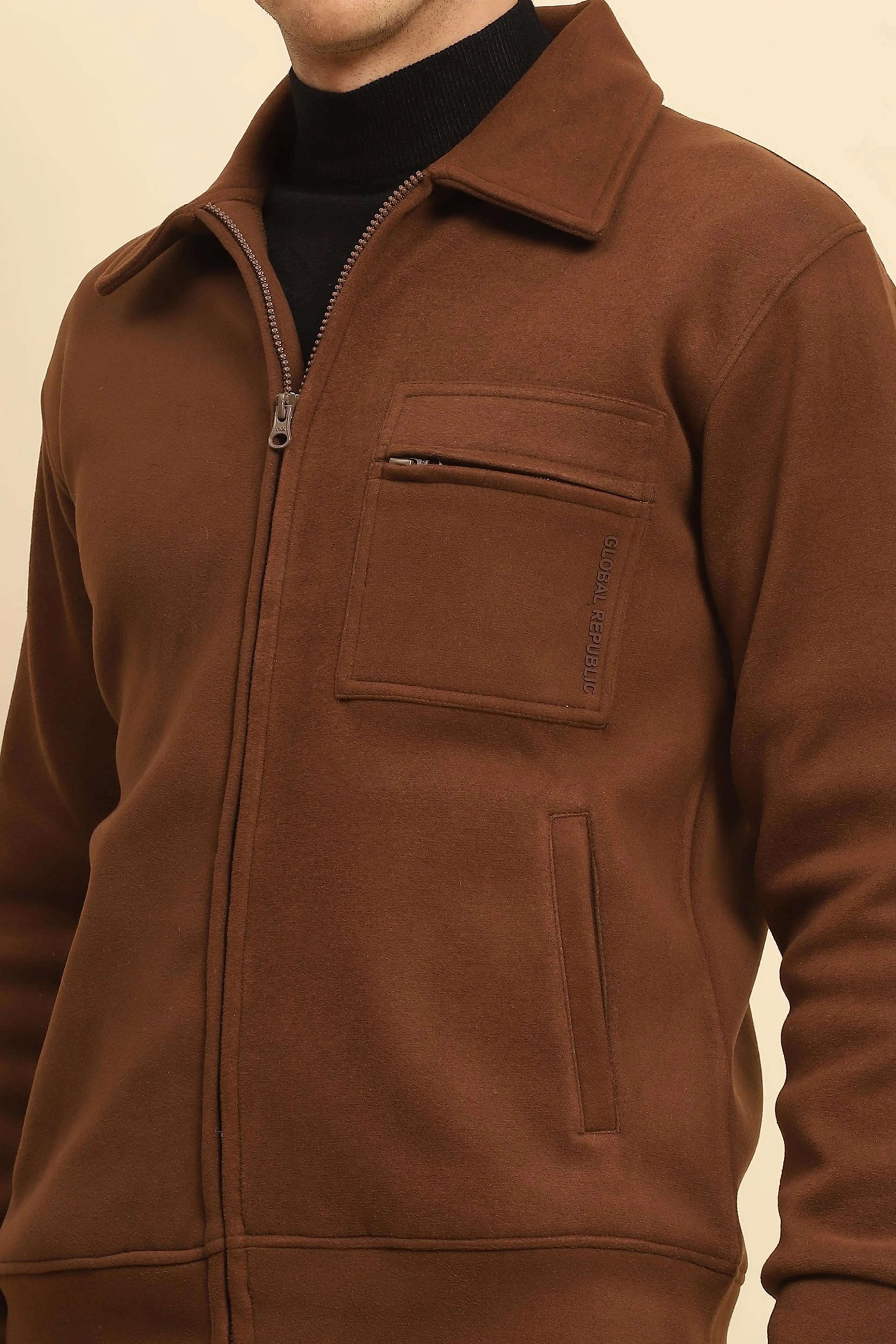 Coffee Solid Jacket - Global Republic