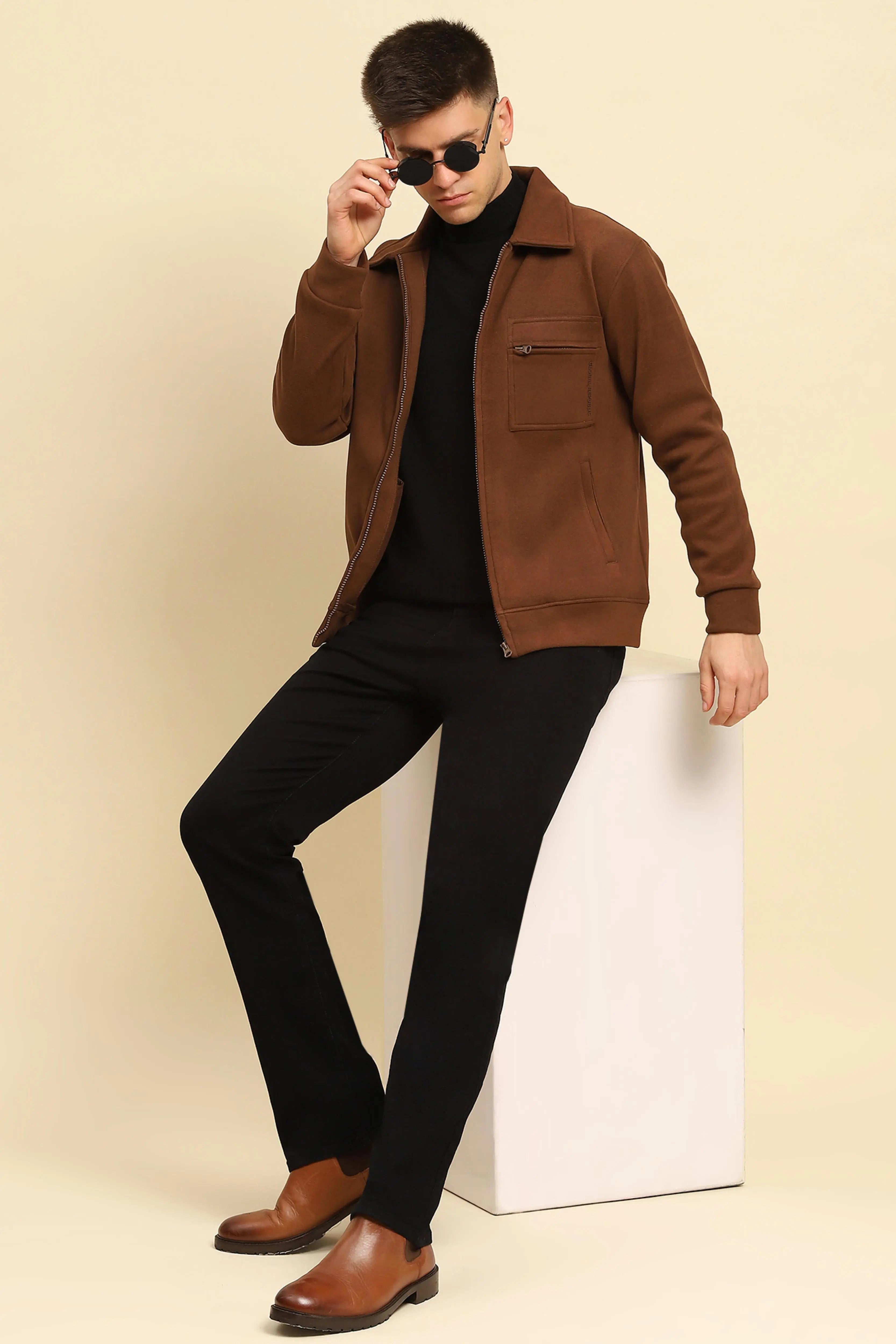 Coffee Solid Jacket - Global Republic
