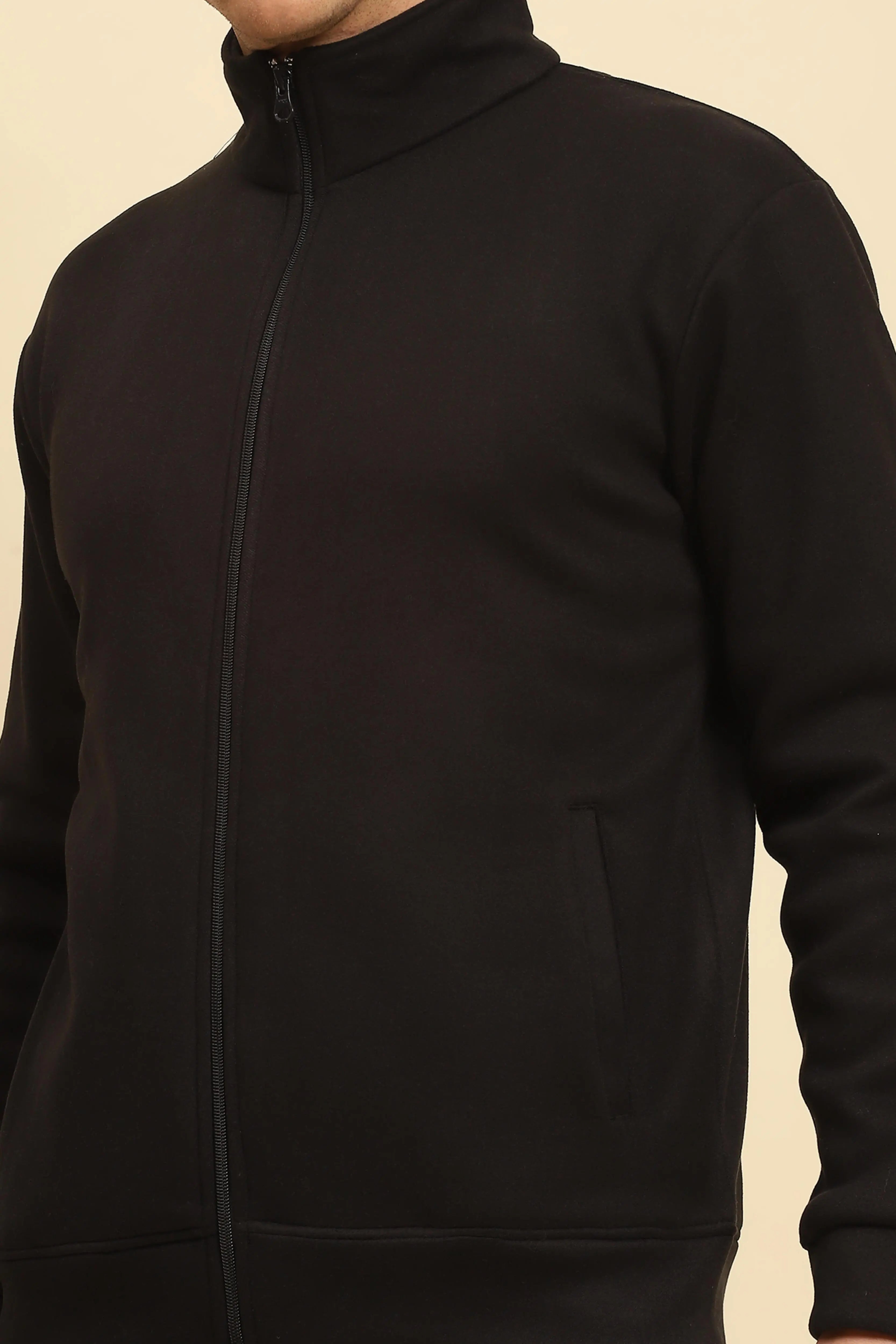 Black Ploy Blend Solid Sweatshirt - Global Republic