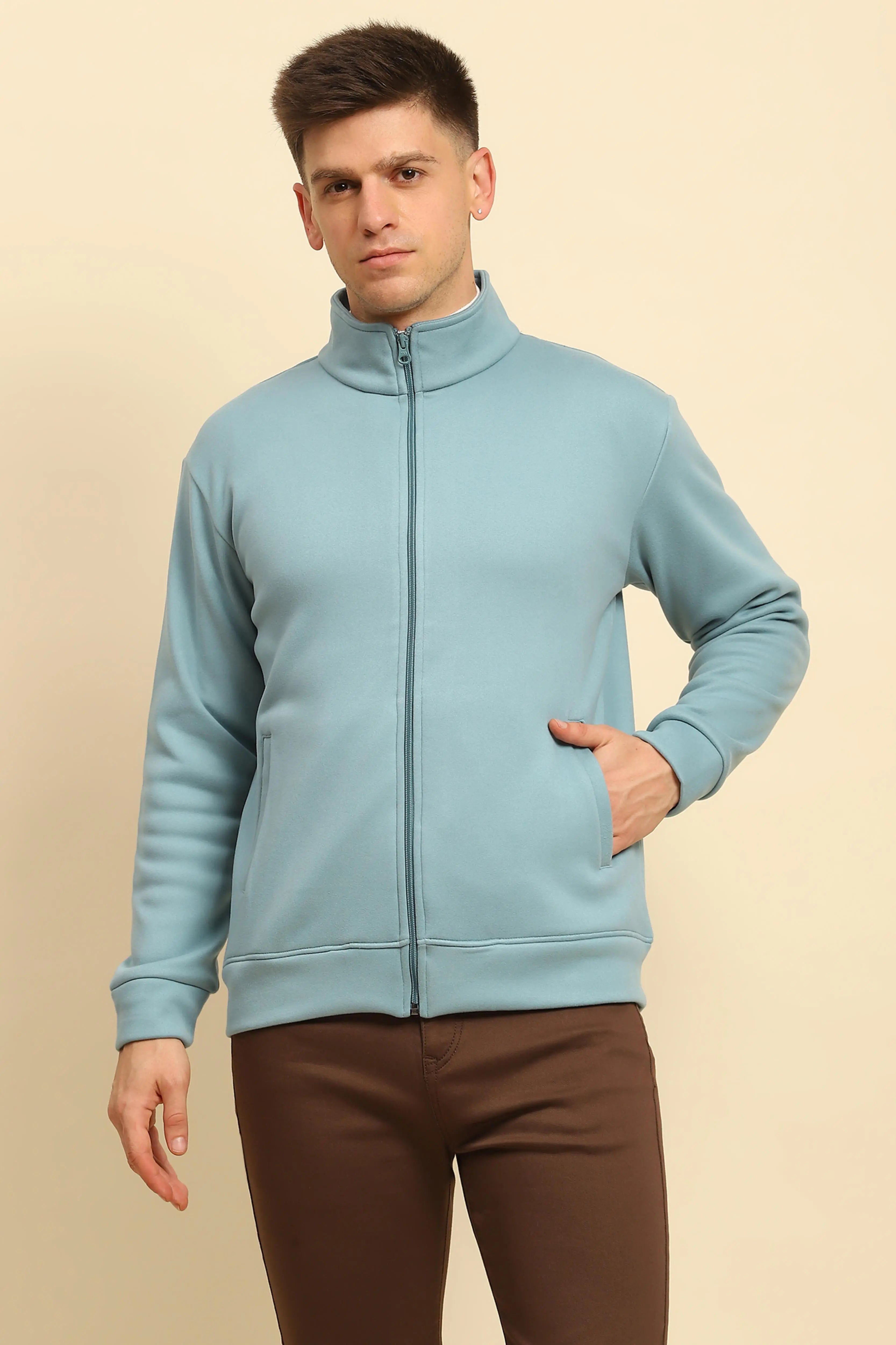 Blue Ploy Blend Solid Sweatshirt - Global Republic