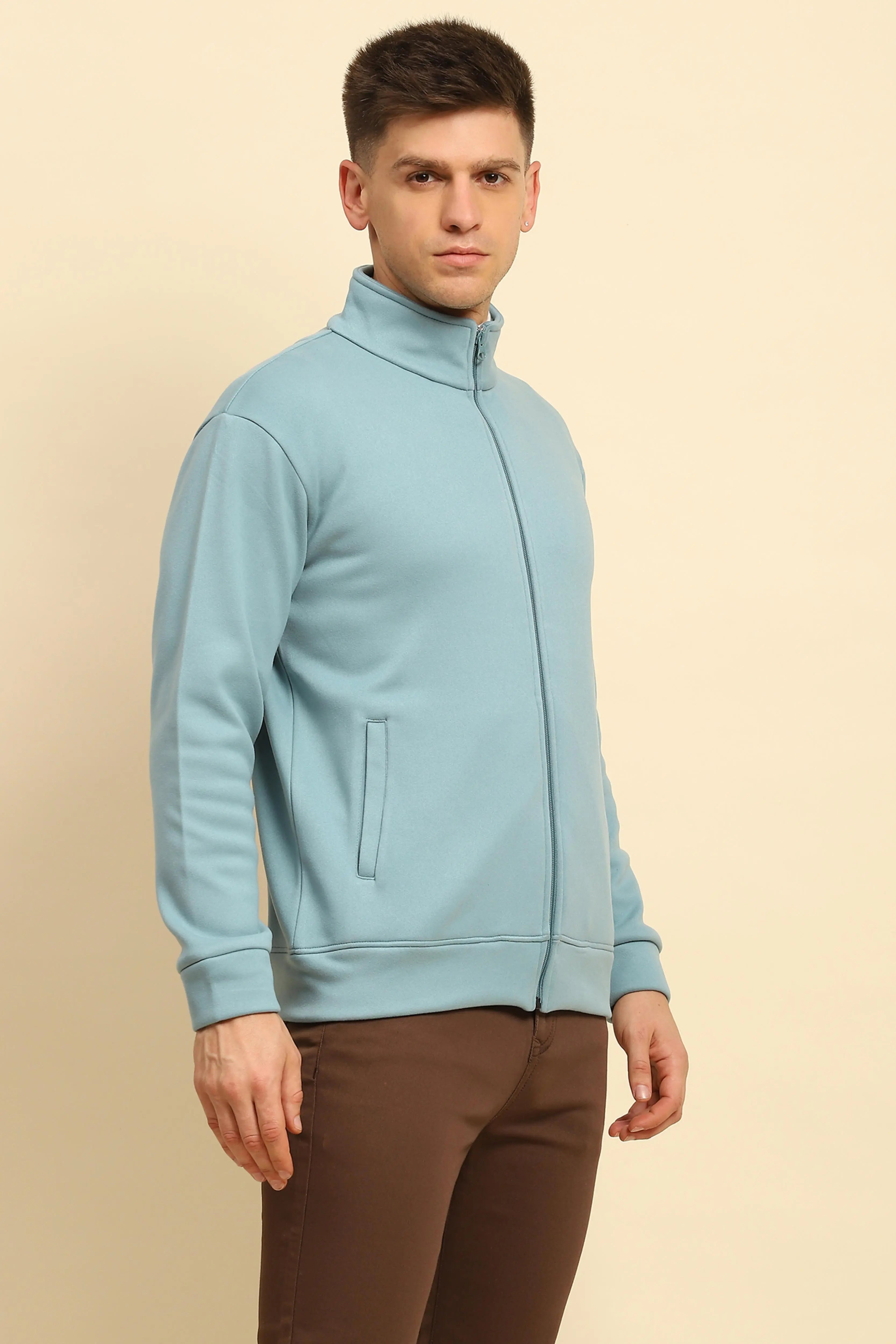 Blue Ploy Blend Solid Sweatshirt - Global Republic
