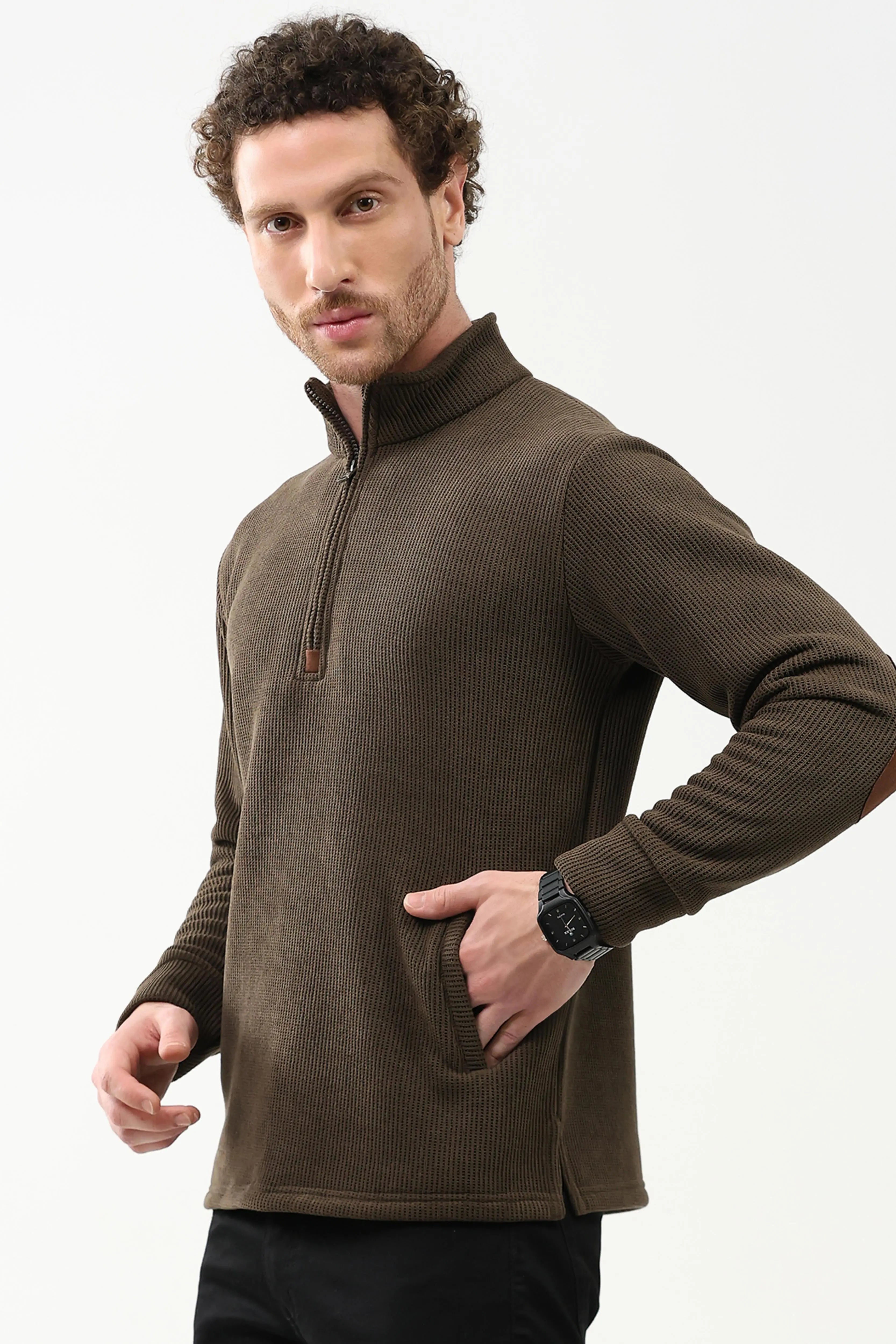 Wool-Blend Half-Zip Sweatshirt