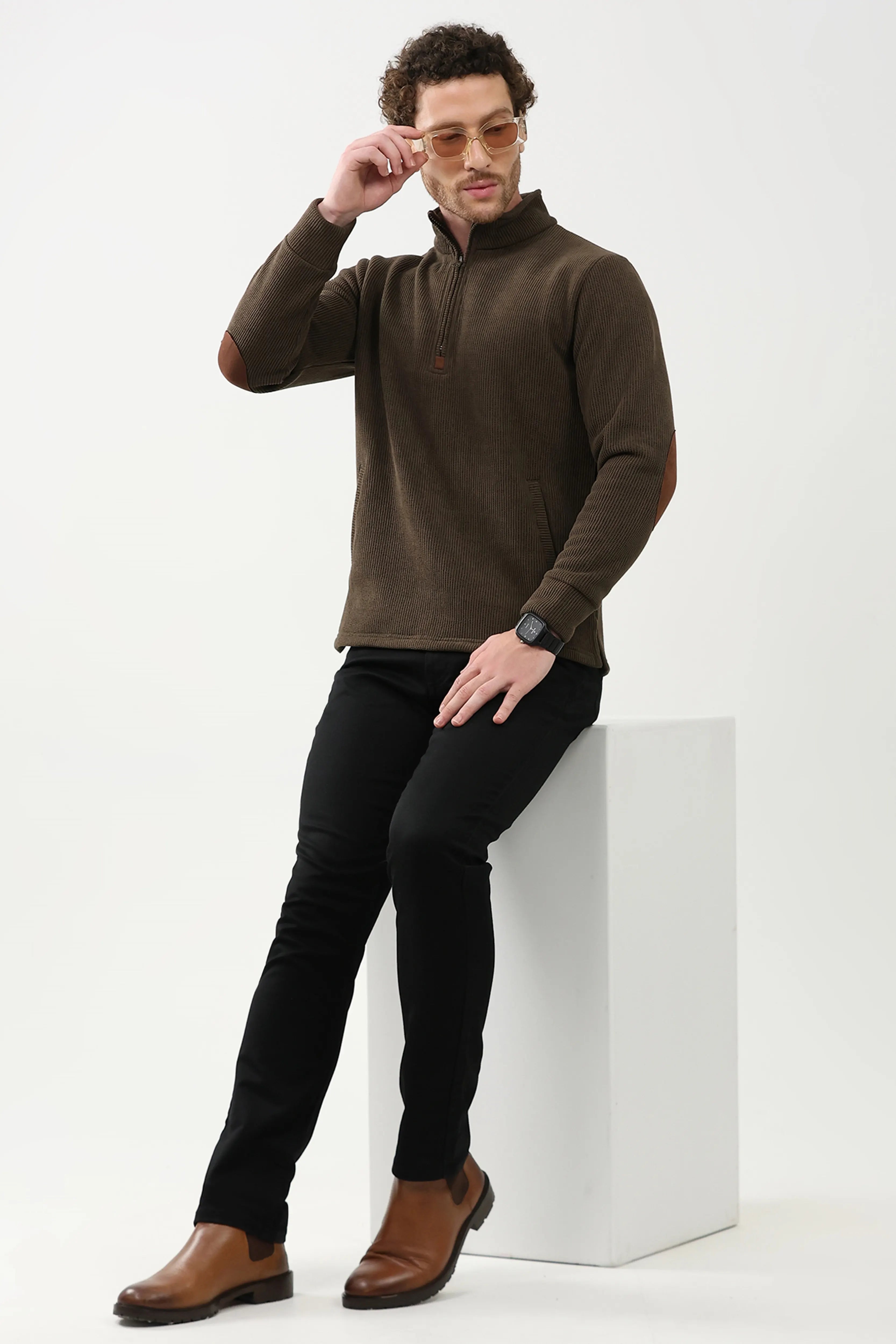 Wool-Blend Half-Zip Sweatshirt