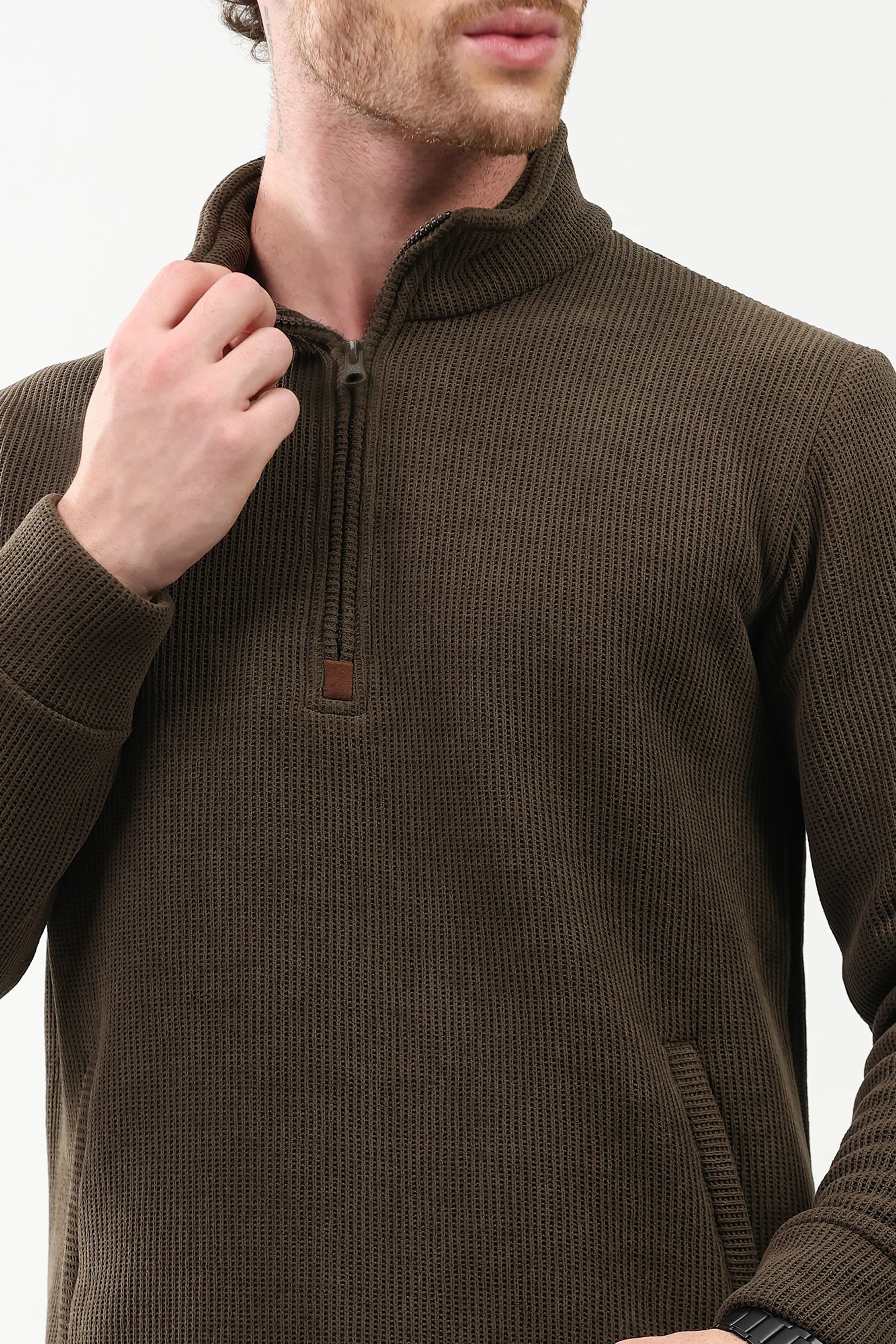 Wool-Blend Half-Zip Sweatshirt - Global Republic