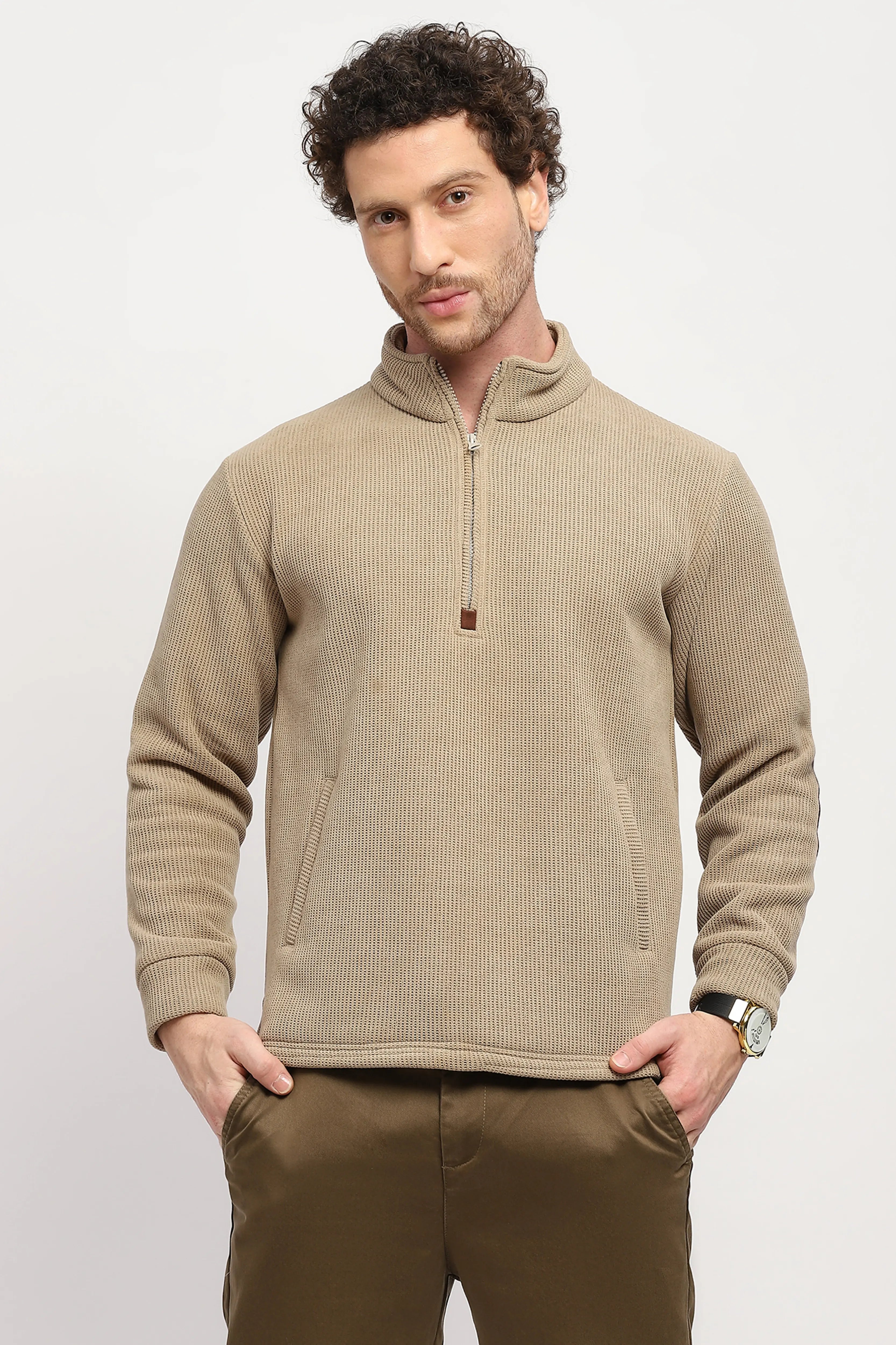 Wool-Blend Half-Zip Sweatshirt