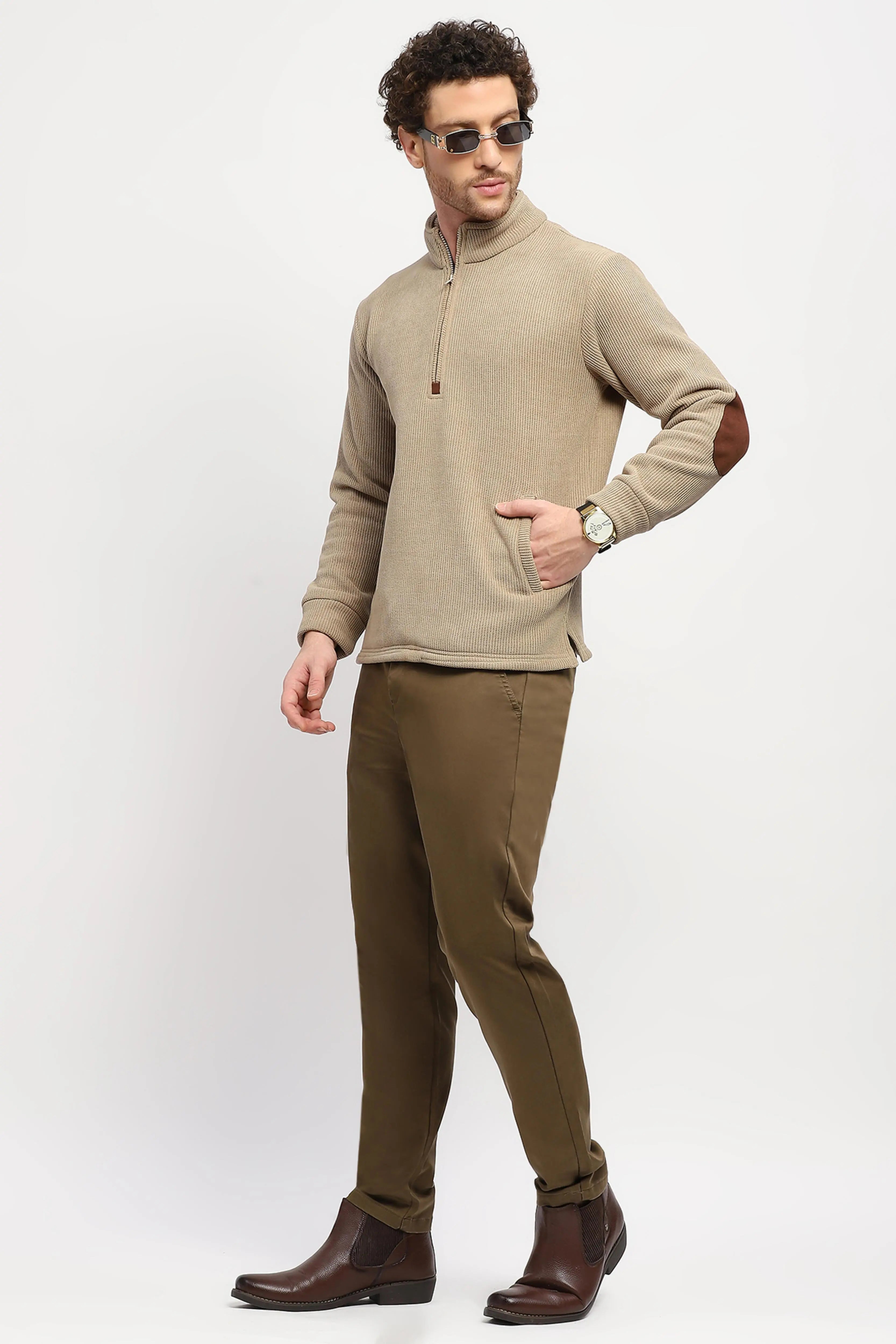 Wool-Blend Half-Zip Sweatshirt