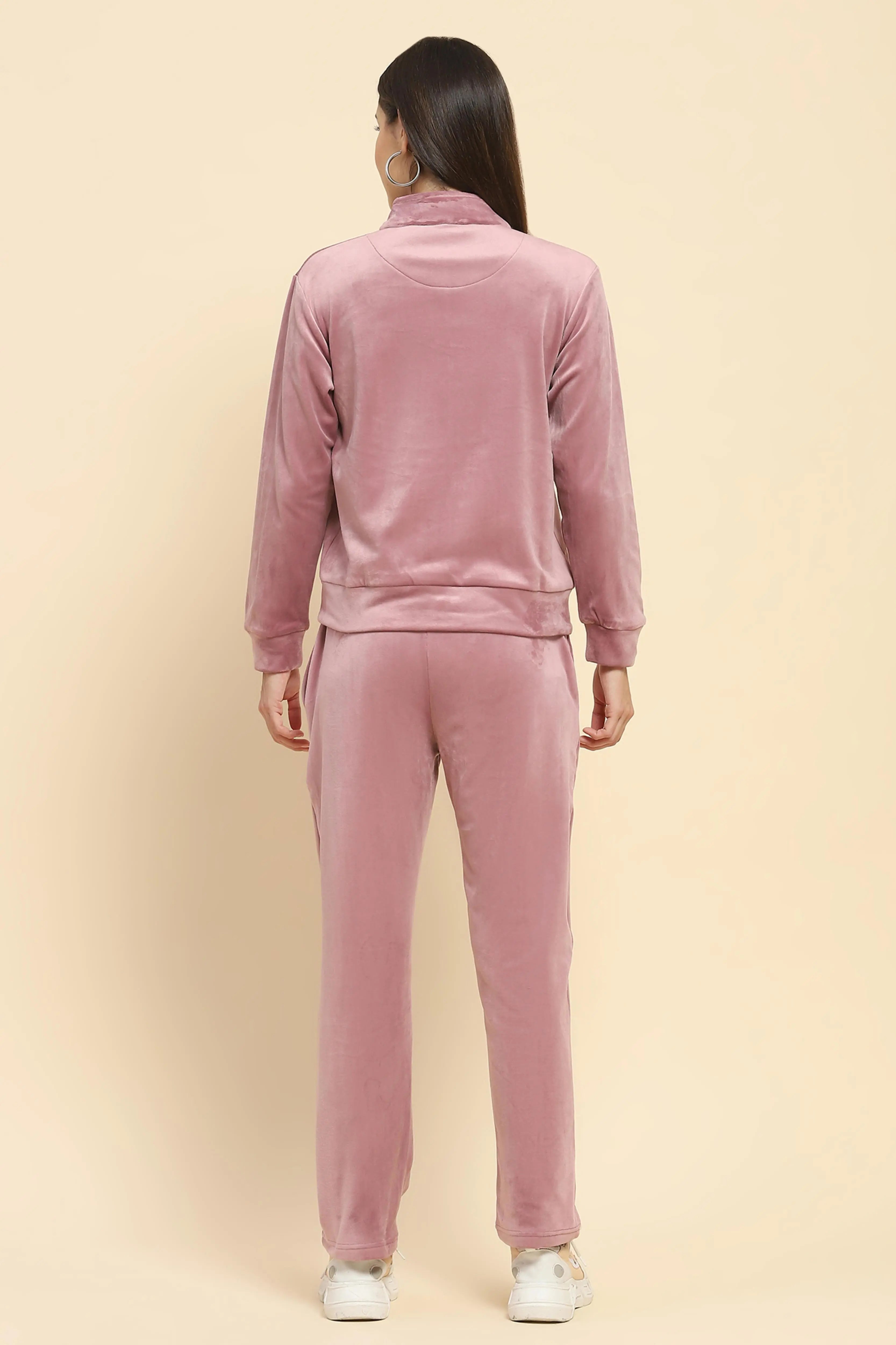 Mauve Velvet Relaxed Winter Nightsuit - Global Republic