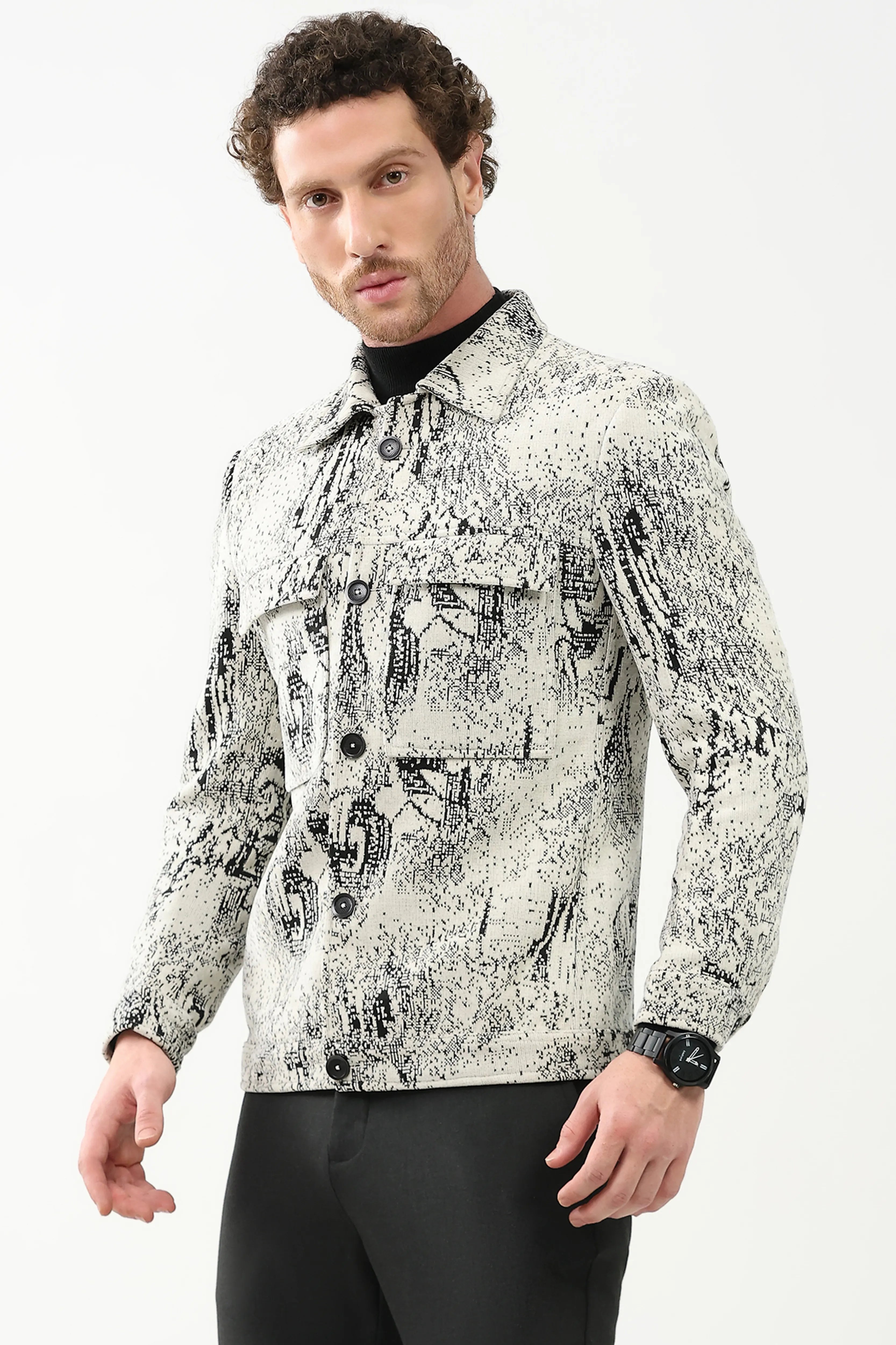 Textured Suede-Blend Winter Jacket