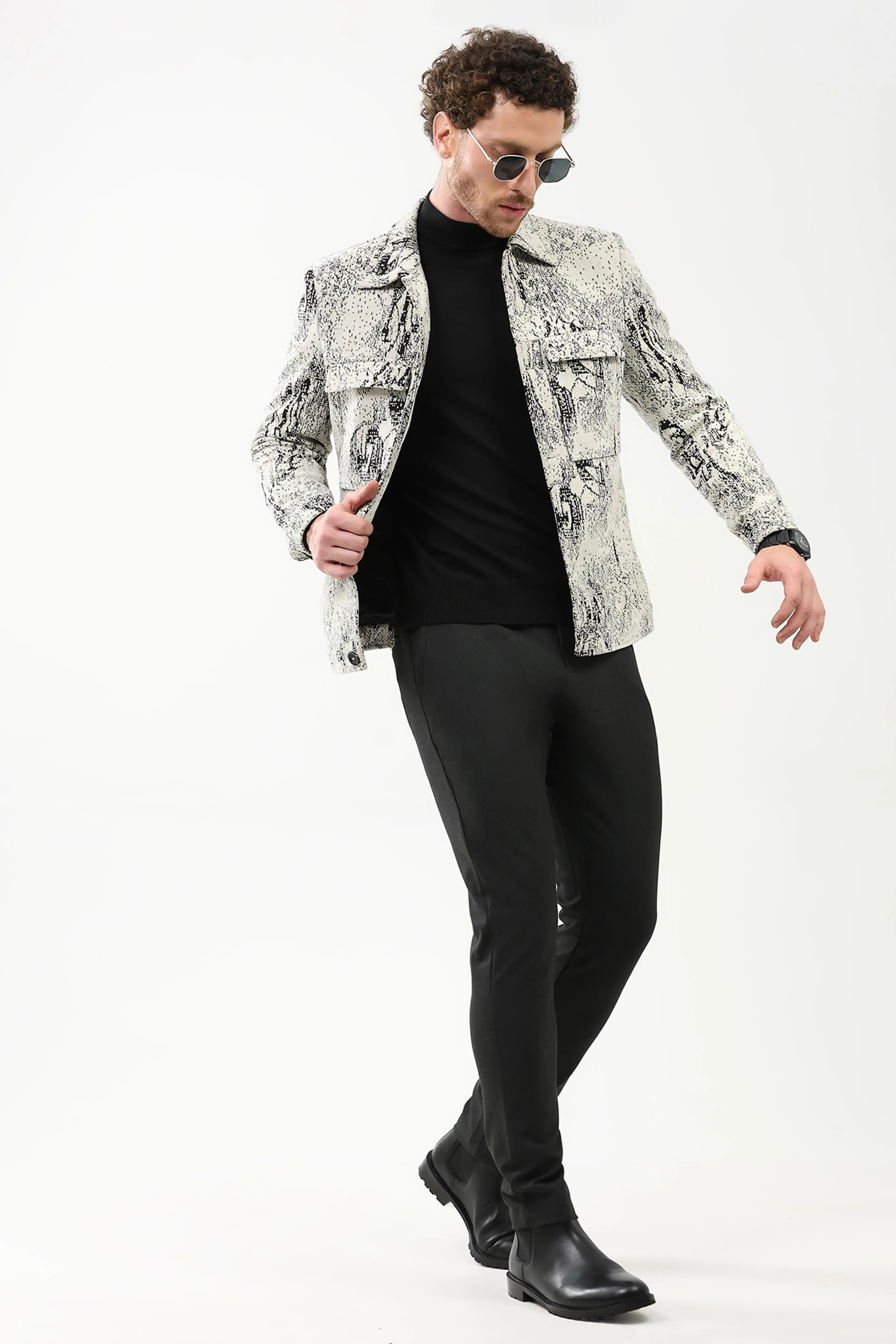 Textured Suede-Blend Winter Jacket