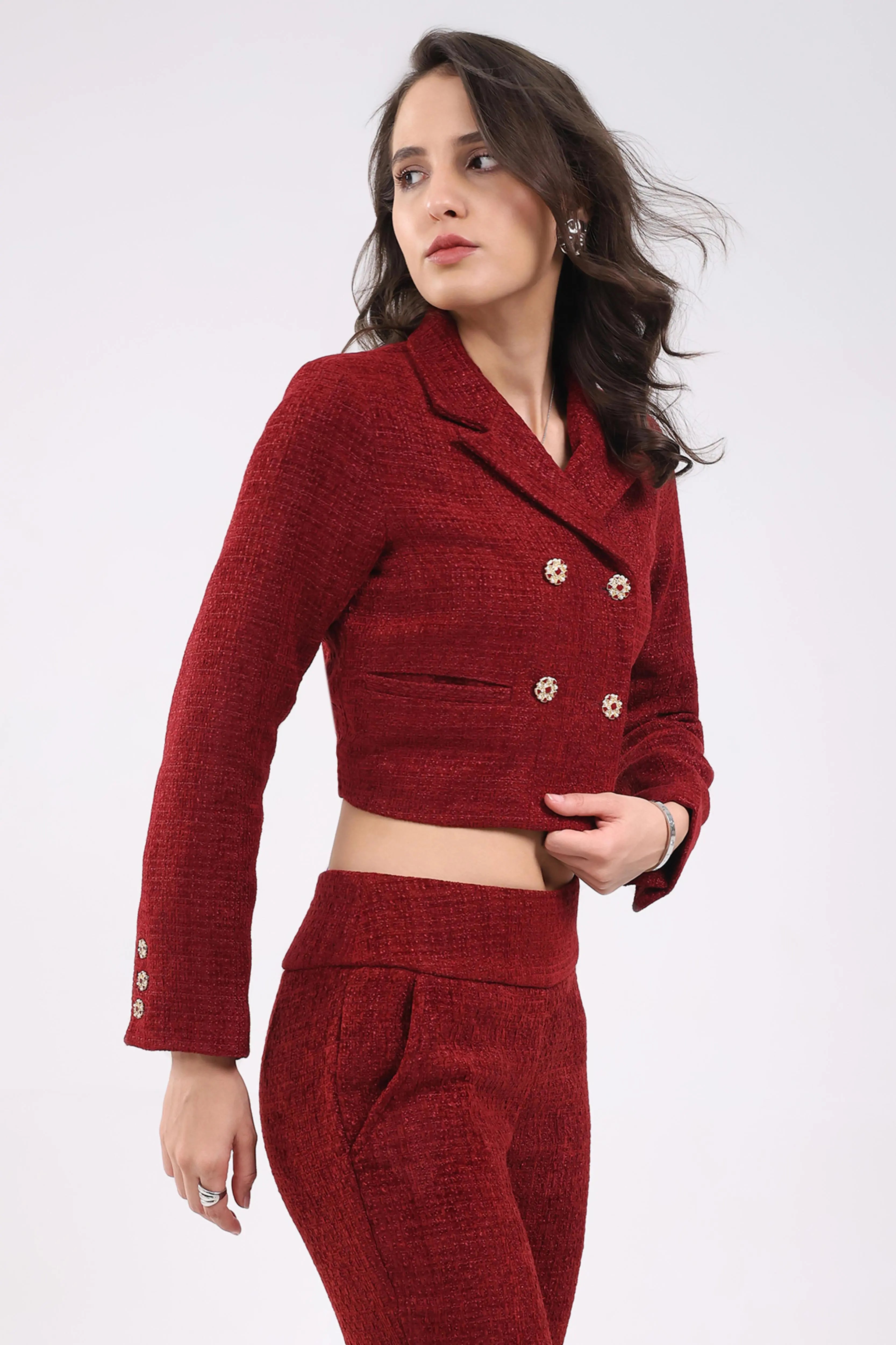 Maroon Wool Blend Co-ord Set