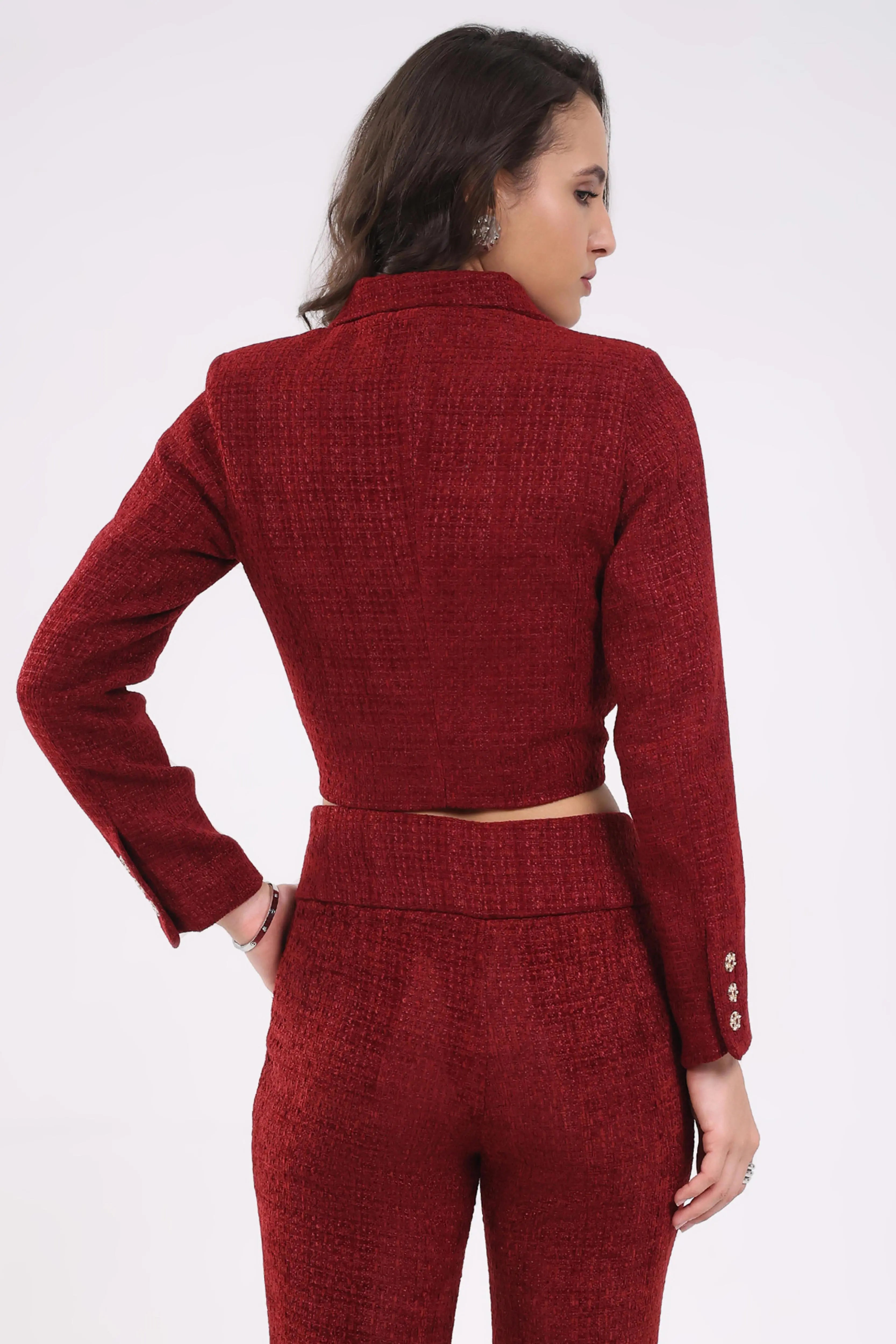Maroon Wool Blend Co-ord Set