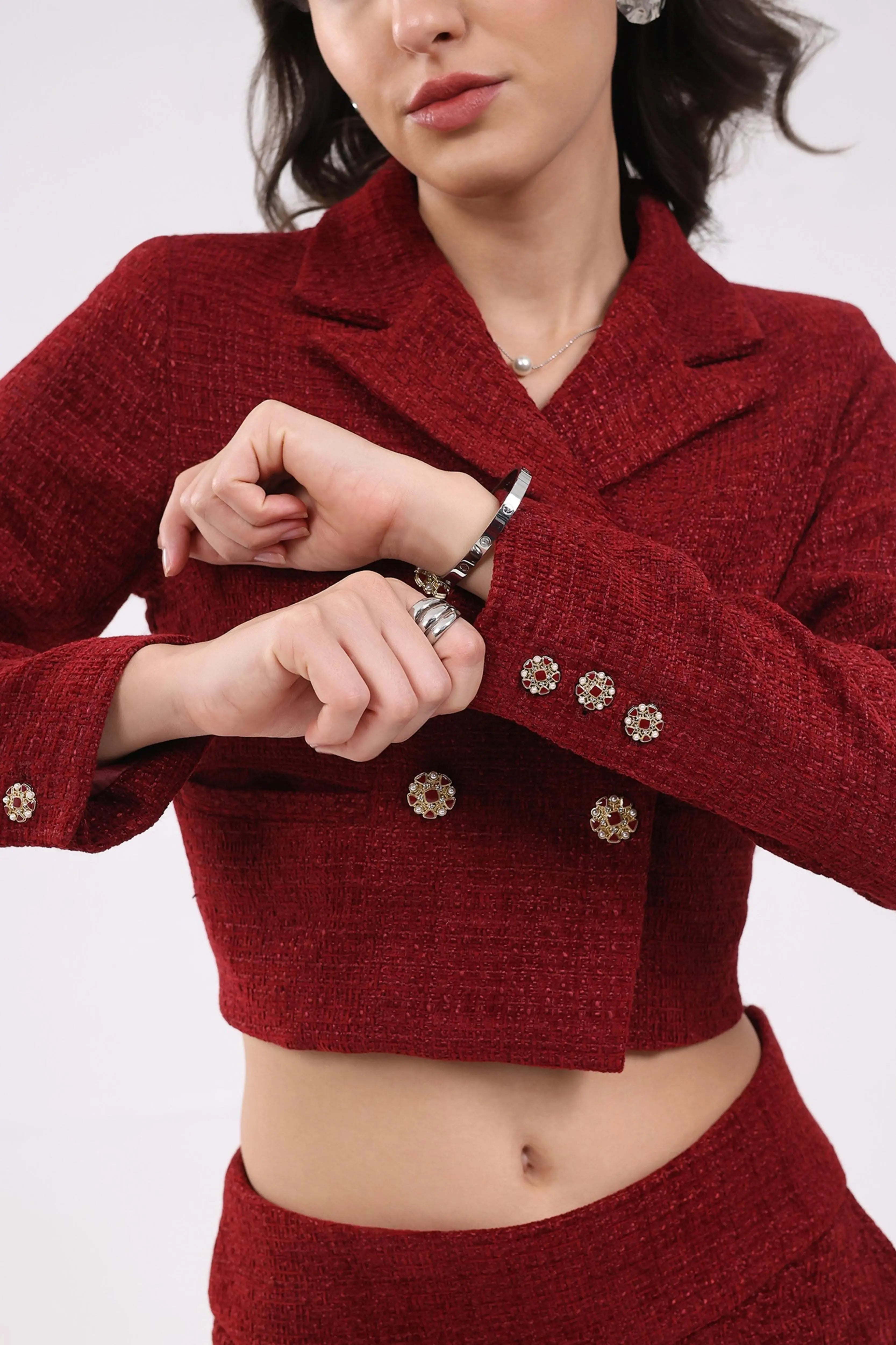 Maroon Wool Blend Co-ord Set