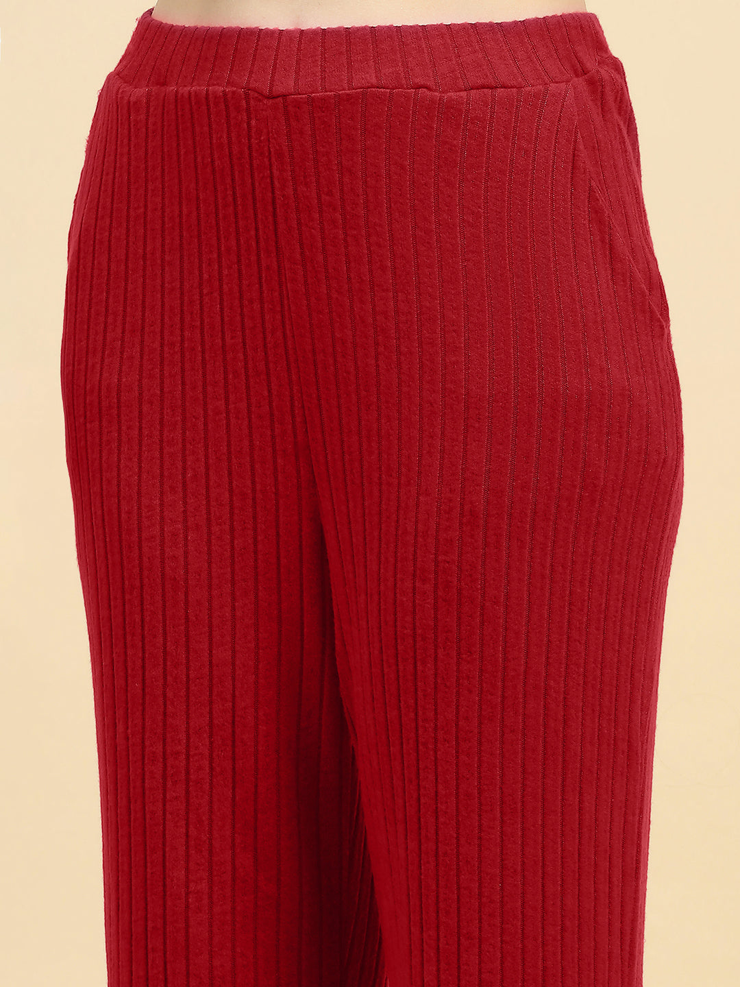 Solid Ribbed Slim Fit Night Suit - Global Republic