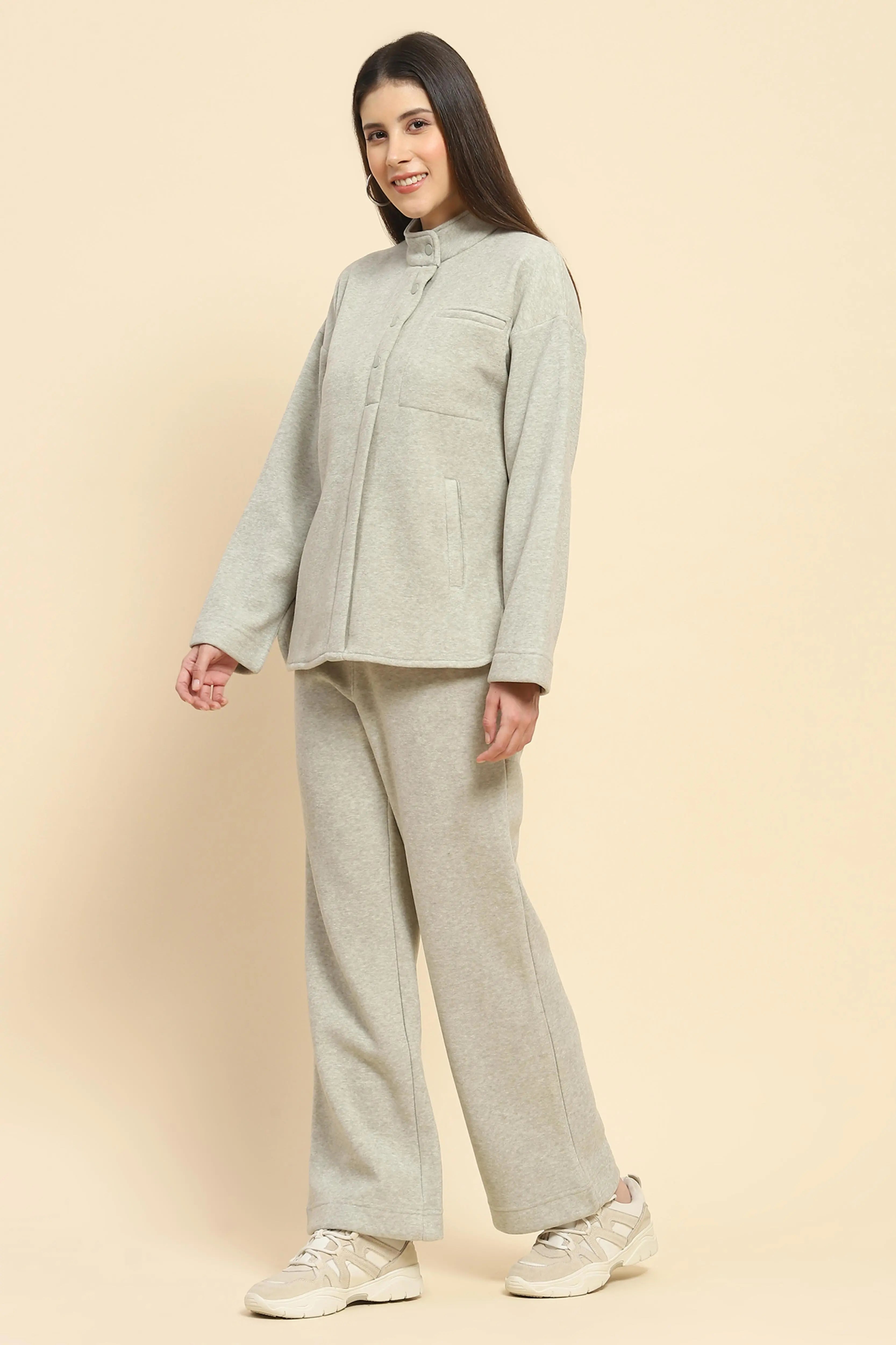 Pista Solid Relaxed Winter Nightsuit - Global Republic