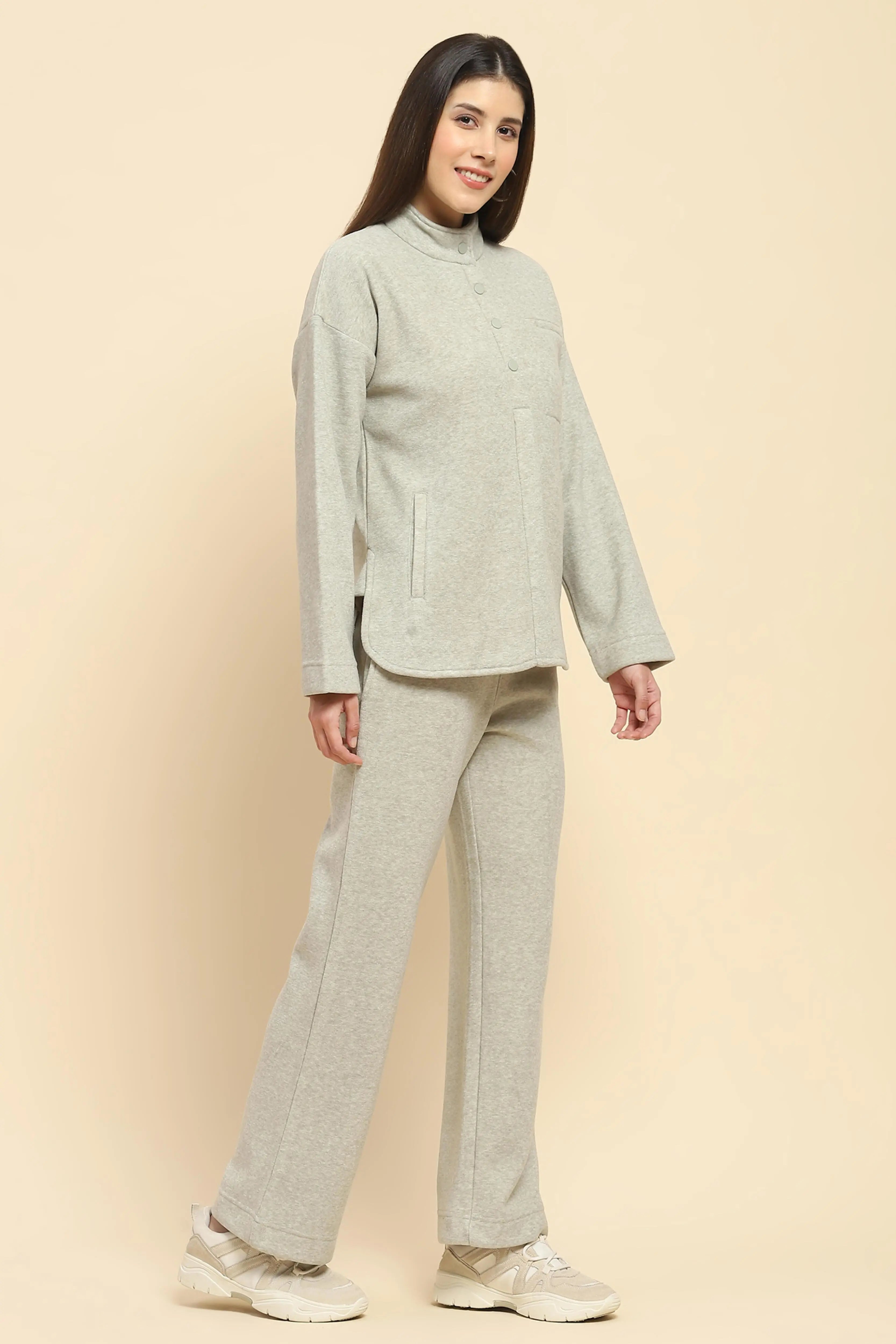 Pista Solid Relaxed Winter Nightsuit - Global Republic