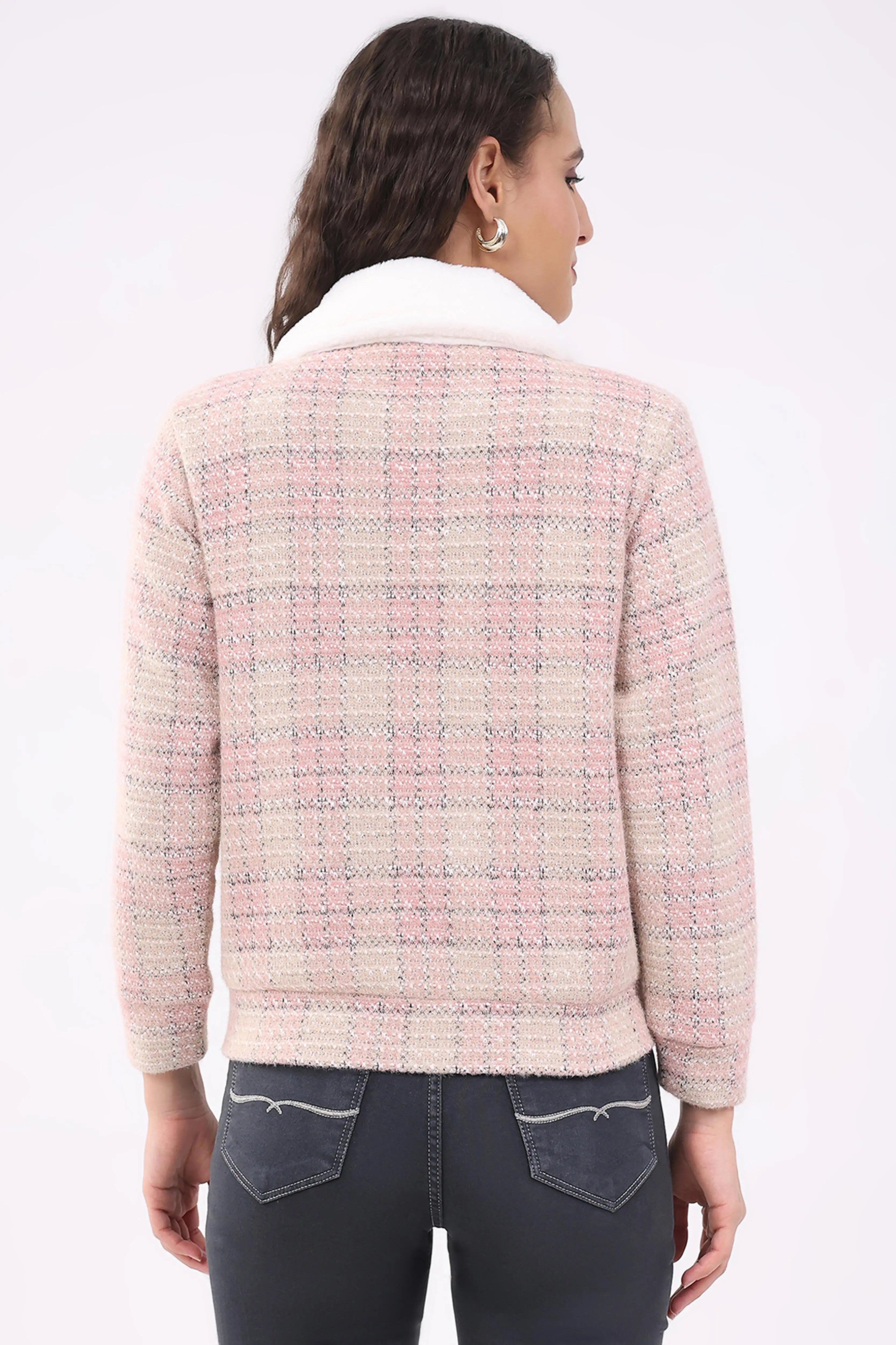 Pink Checked Woven Shacket - Global Republic