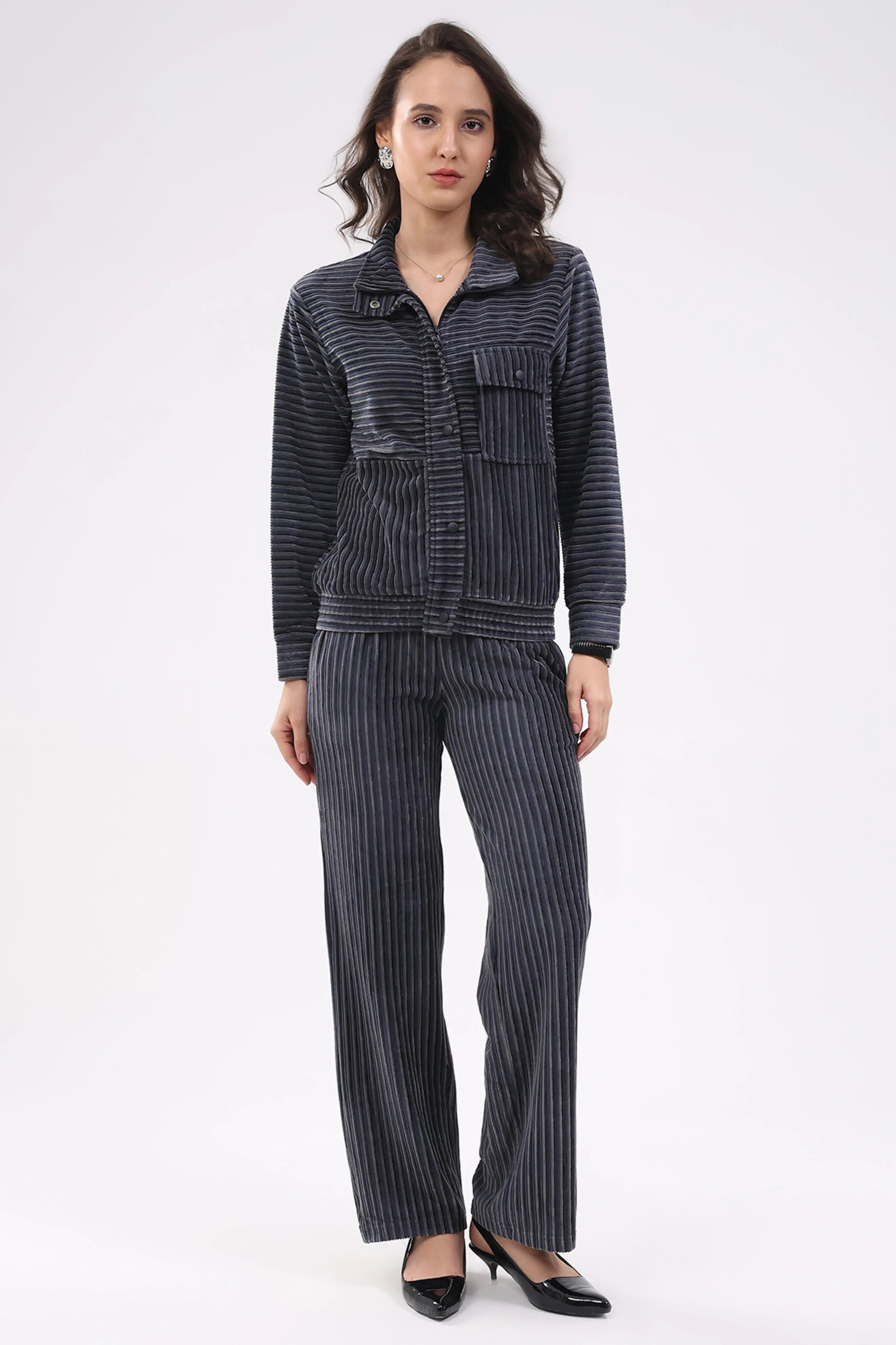 Blue Striped Winter Co-ord Set - Global Republic