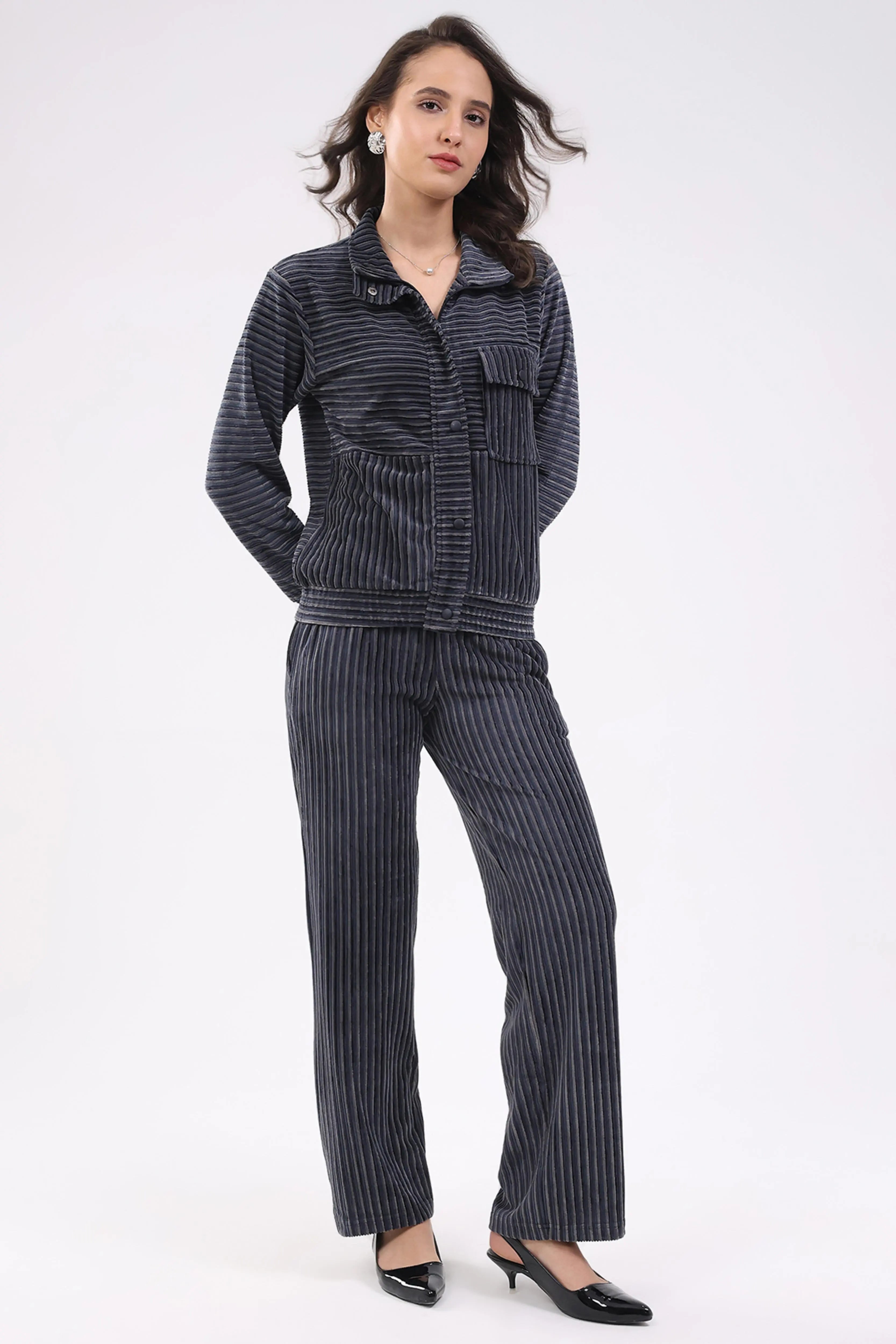 Blue Striped Winter Co-ord Set - Global Republic