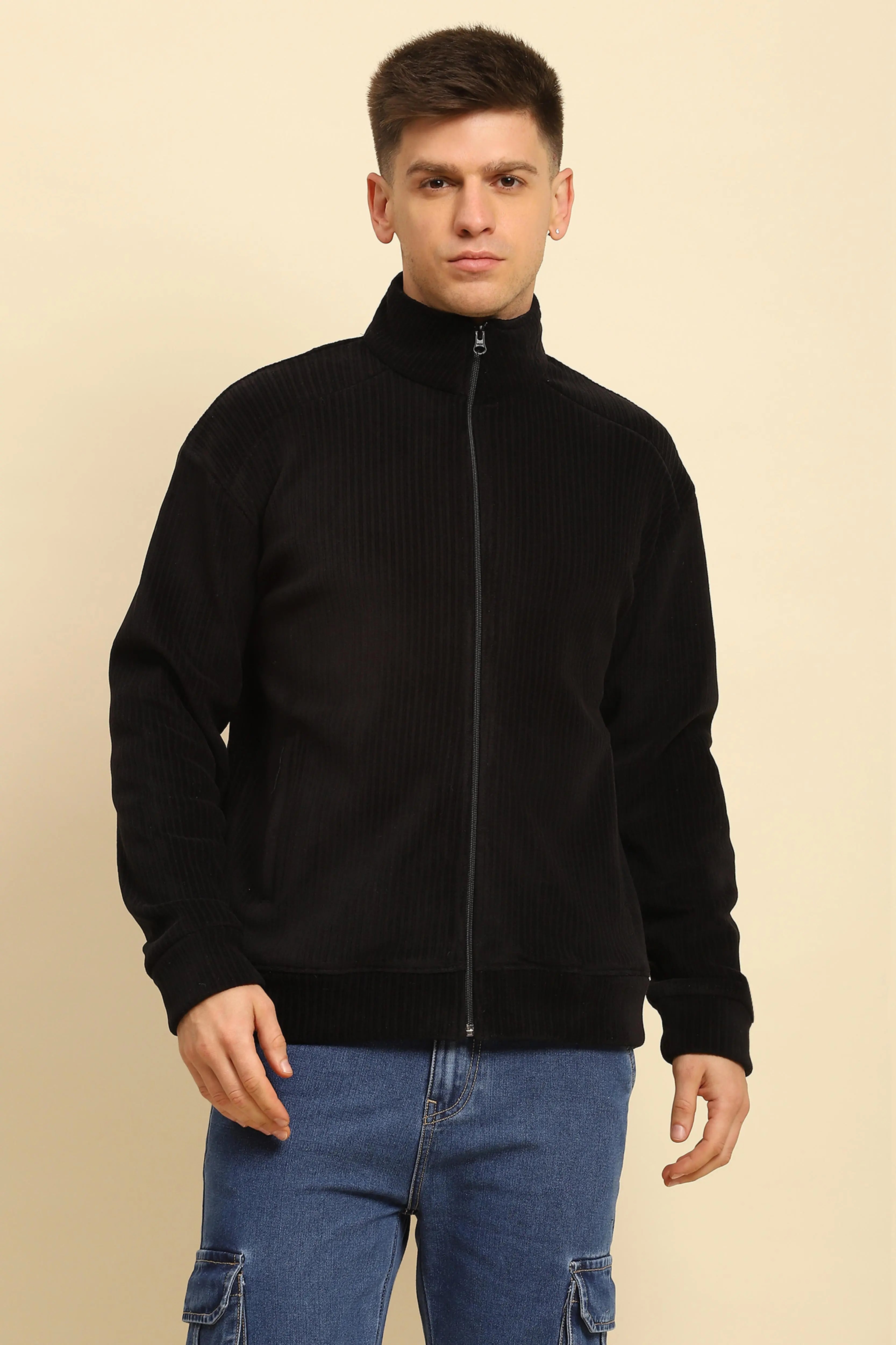Black Solid  Jacket - Global Republic