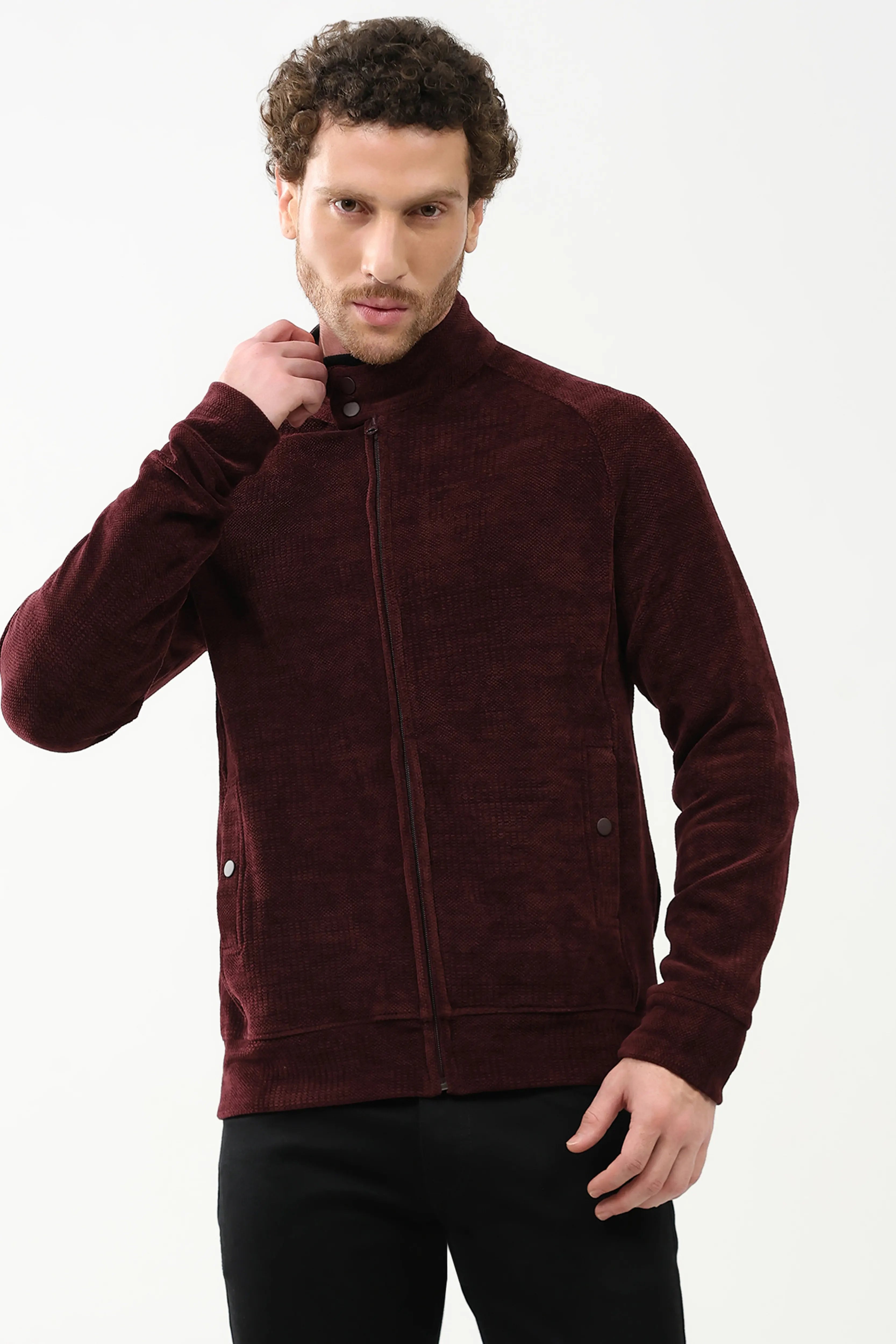 Wool-Blend Raglan Sleeve Jacket