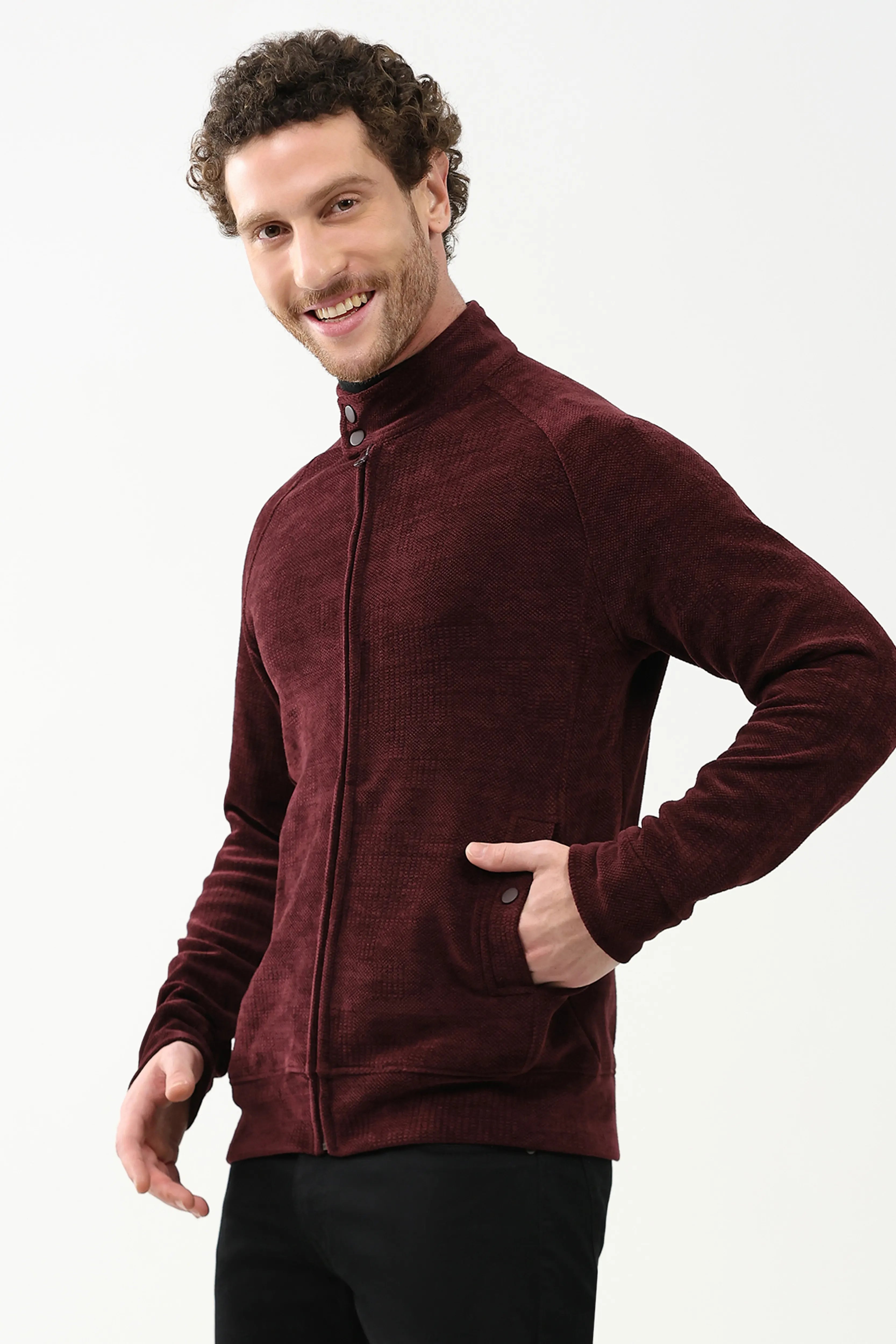 Wool-Blend Raglan Sleeve Jacket