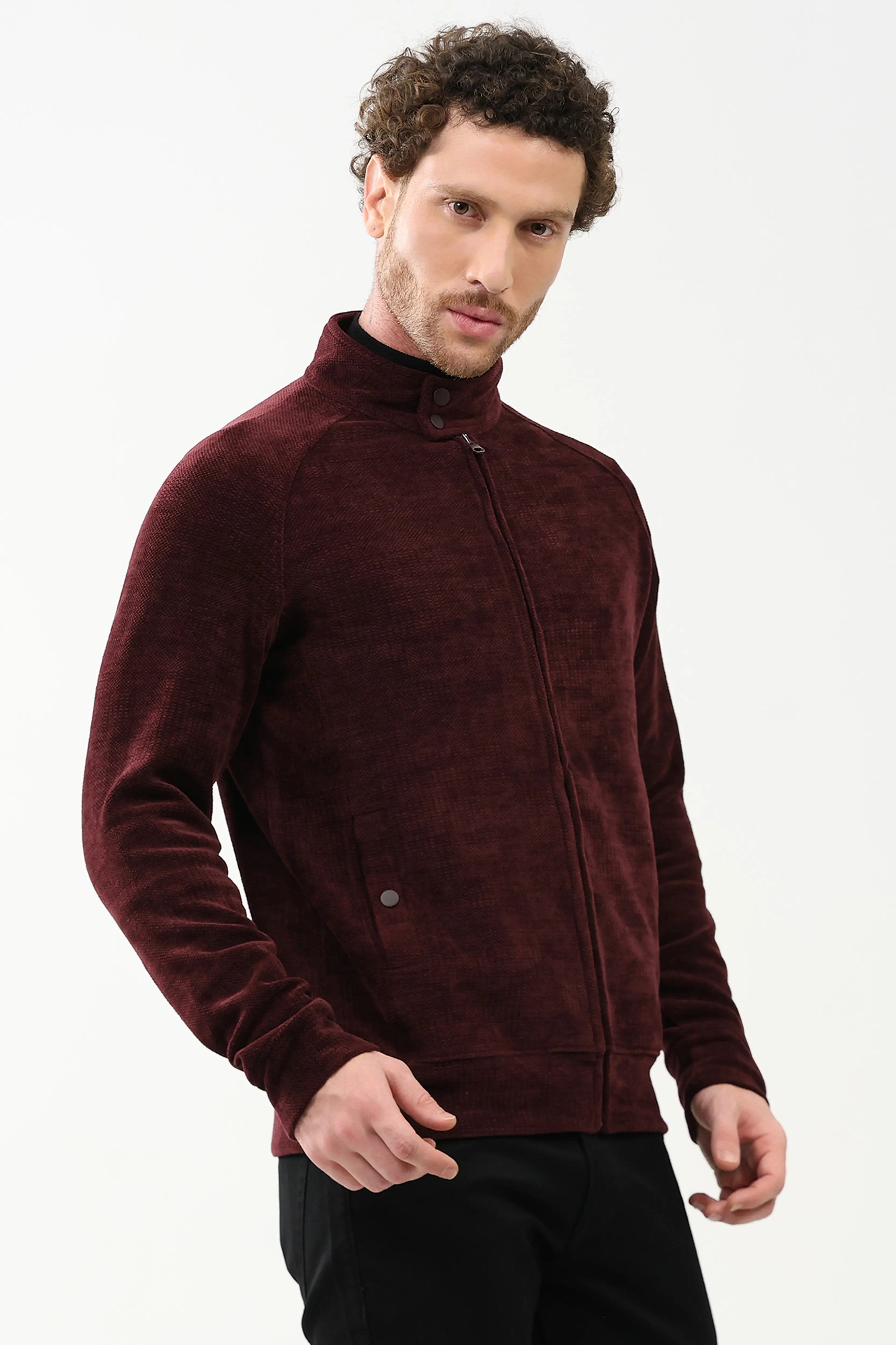 Wool-Blend Raglan Sleeve Jacket
