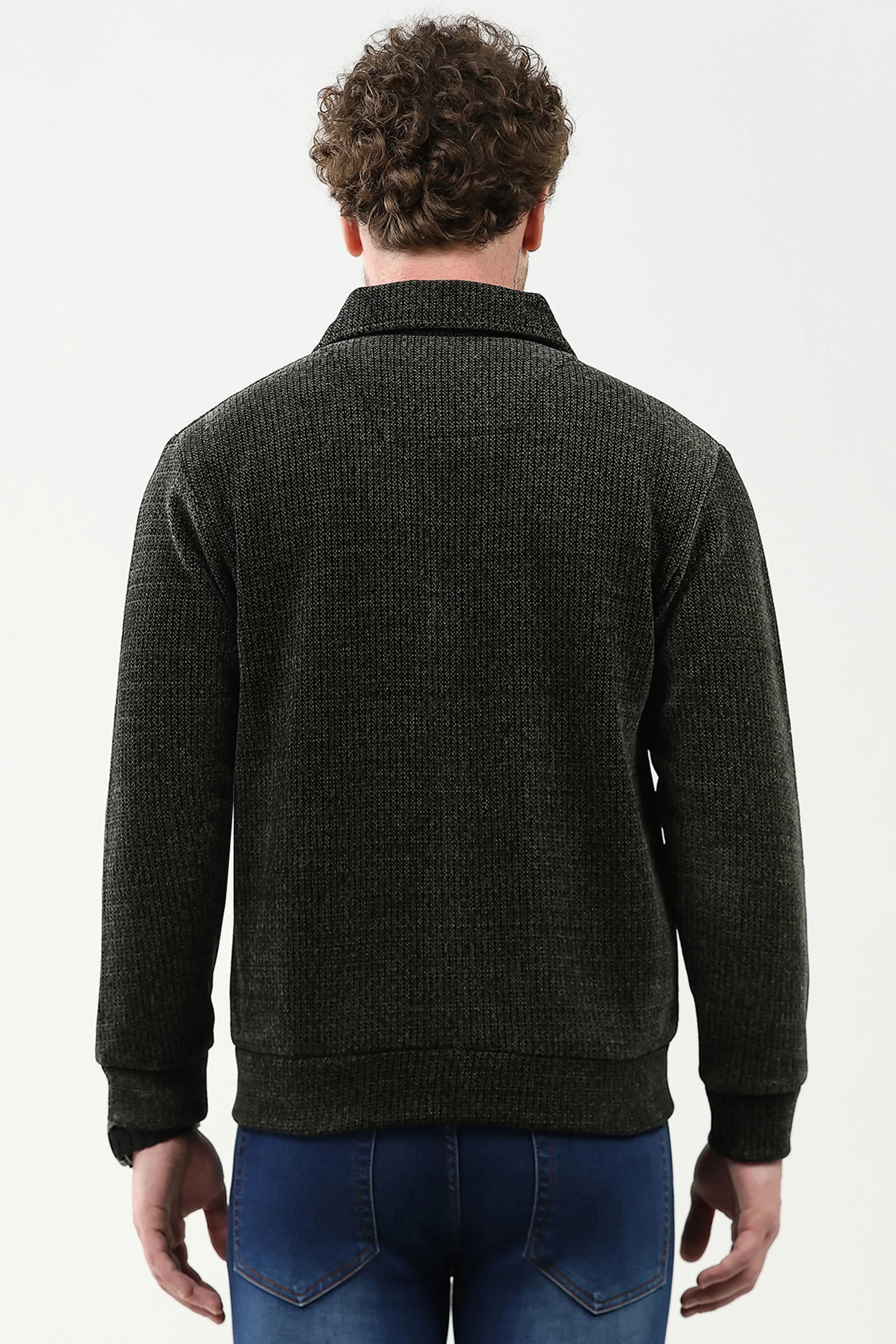 Dark Grey Wool-Blend Zipper Jacket